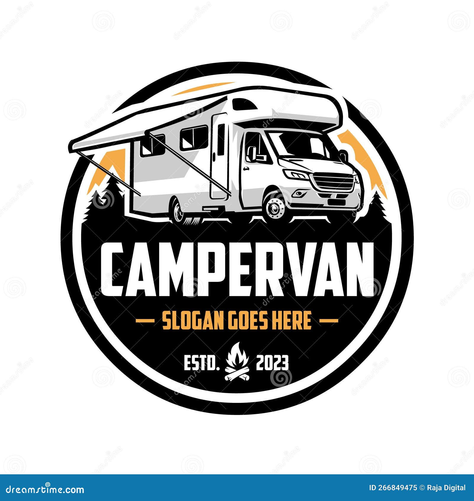 Campervan Motorhome RV Caravan Logo Vector Art Stock Vector ...