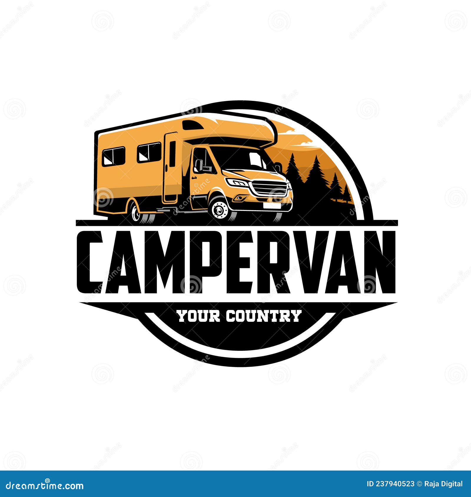 Campervan RV Motorhome Caravan Outdoor Circle Emblem Logo Stock ...