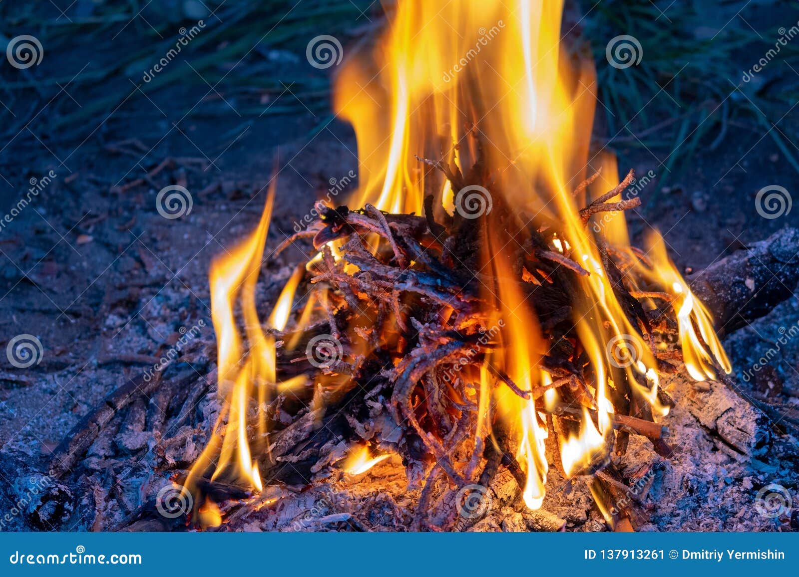 Campfire. Fire for cooking stock image. Image of campsite - 137913261