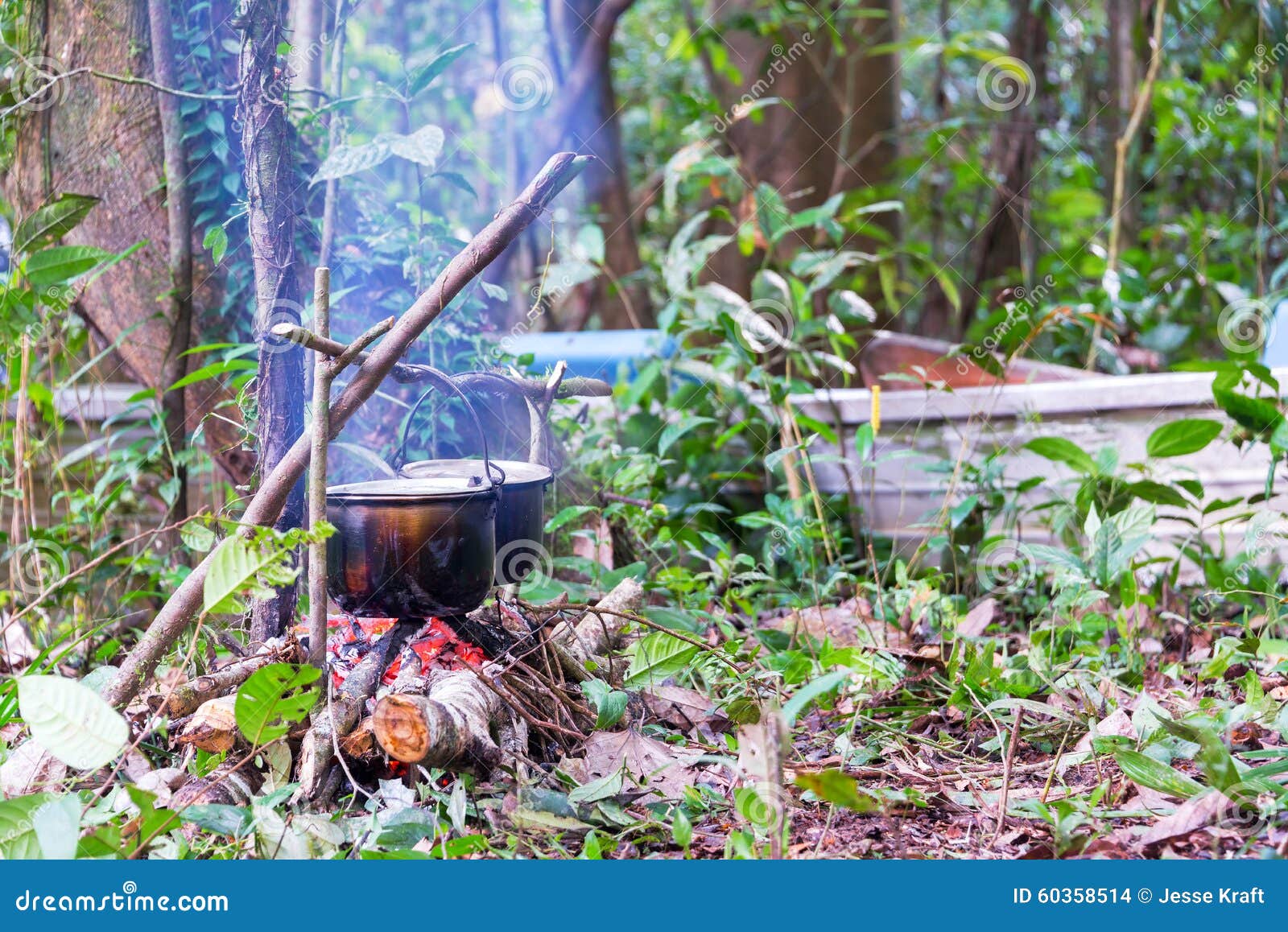 Campfire Cooking in the Amazon Stock Photo Image of canoe, brazil