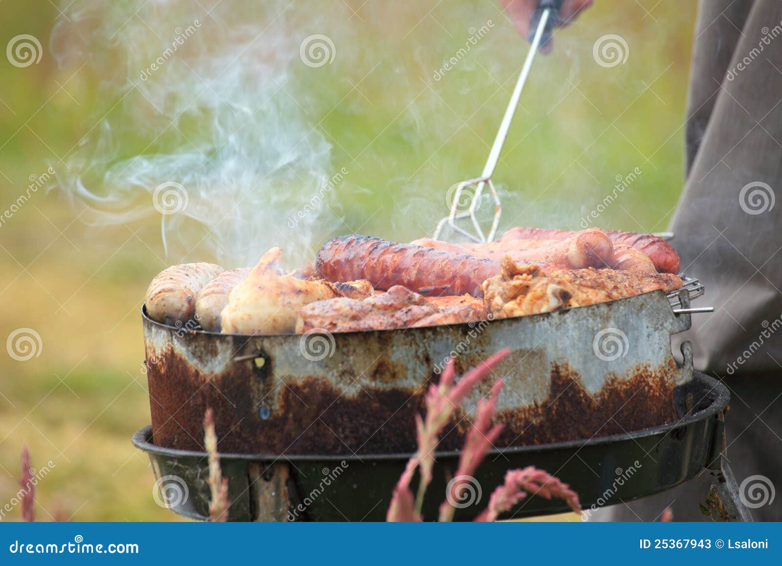 Campfire Fire Flames Grilling Steak on the BBQ Stock Image Image of