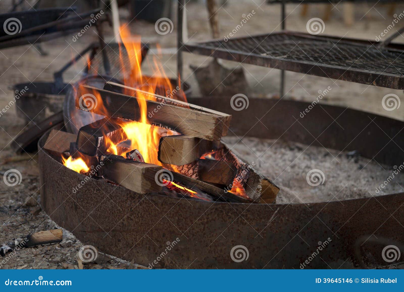 Campfire in metal ring stock photo. Image of toasty, campfire 39645146