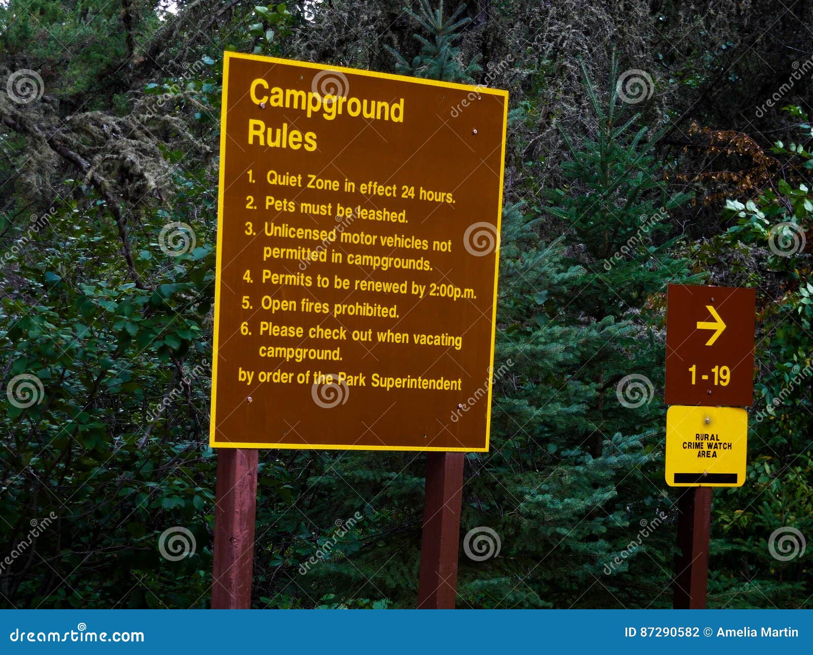 Campground Rules Sign in a Provincial Park Stock Photo Image of camp