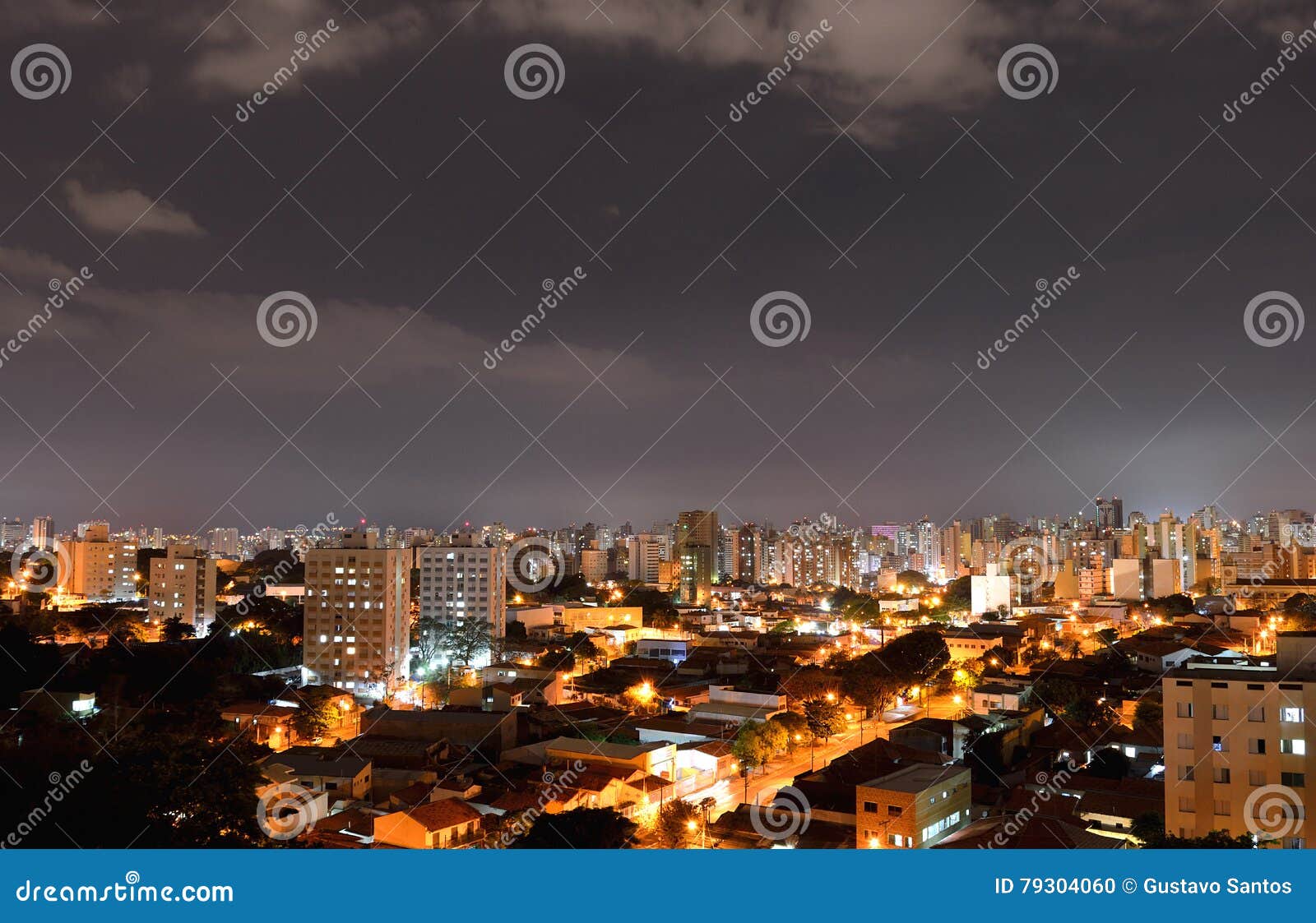 campinas at night from above , in brazil