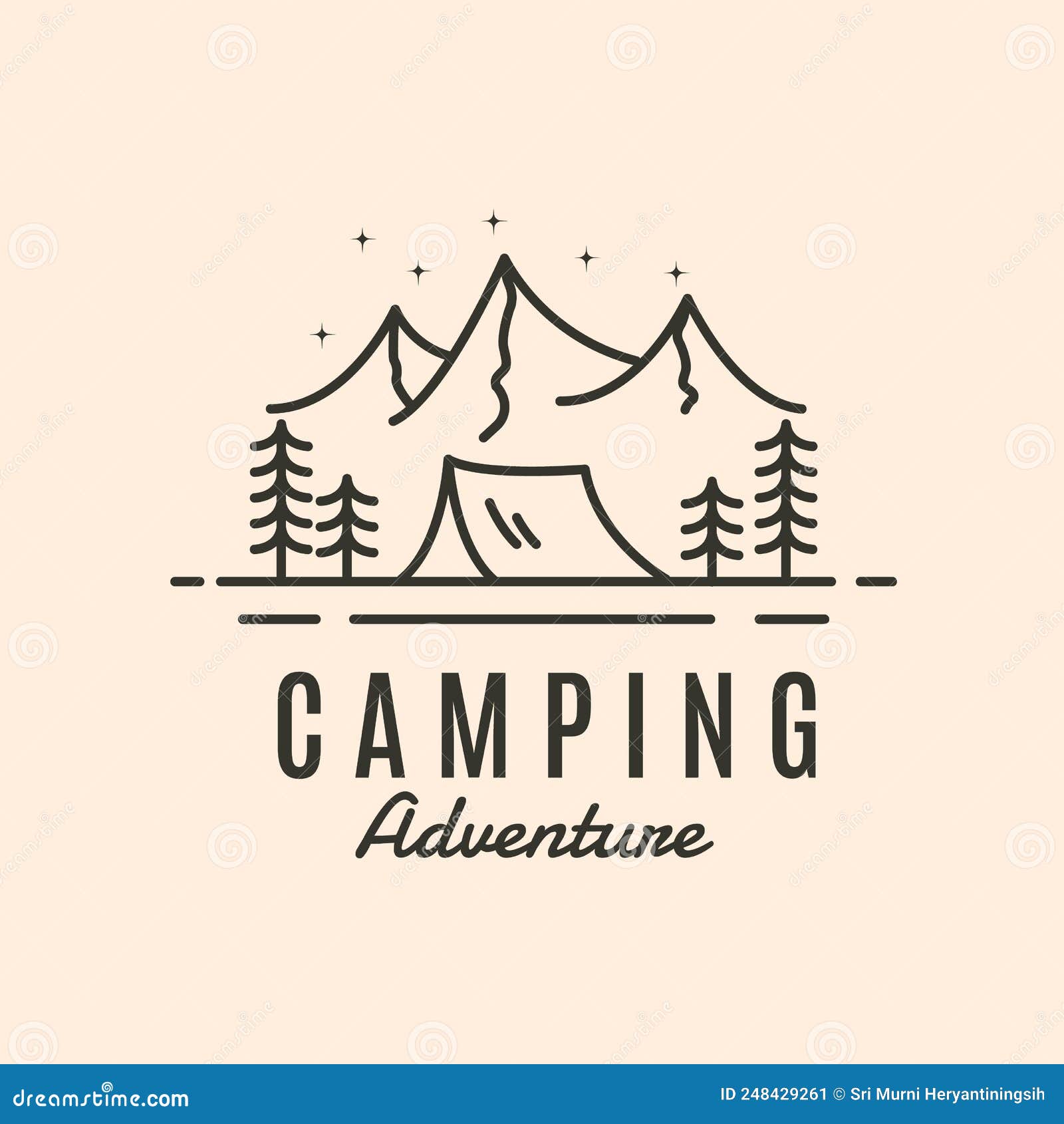 camping adventure line art logo    