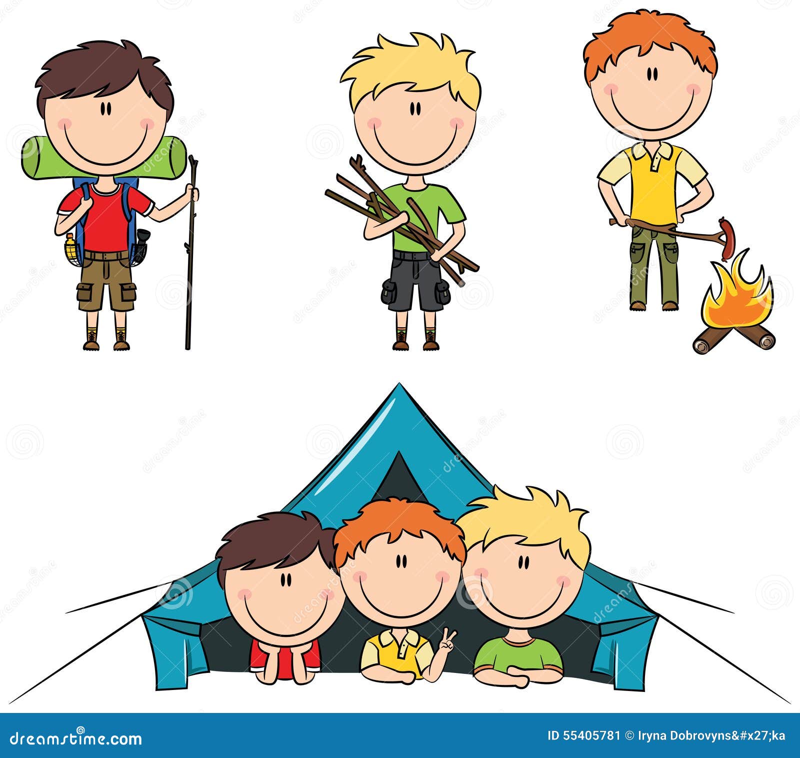 Download Camping Boys stock vector. Illustration of doodle, nature ...