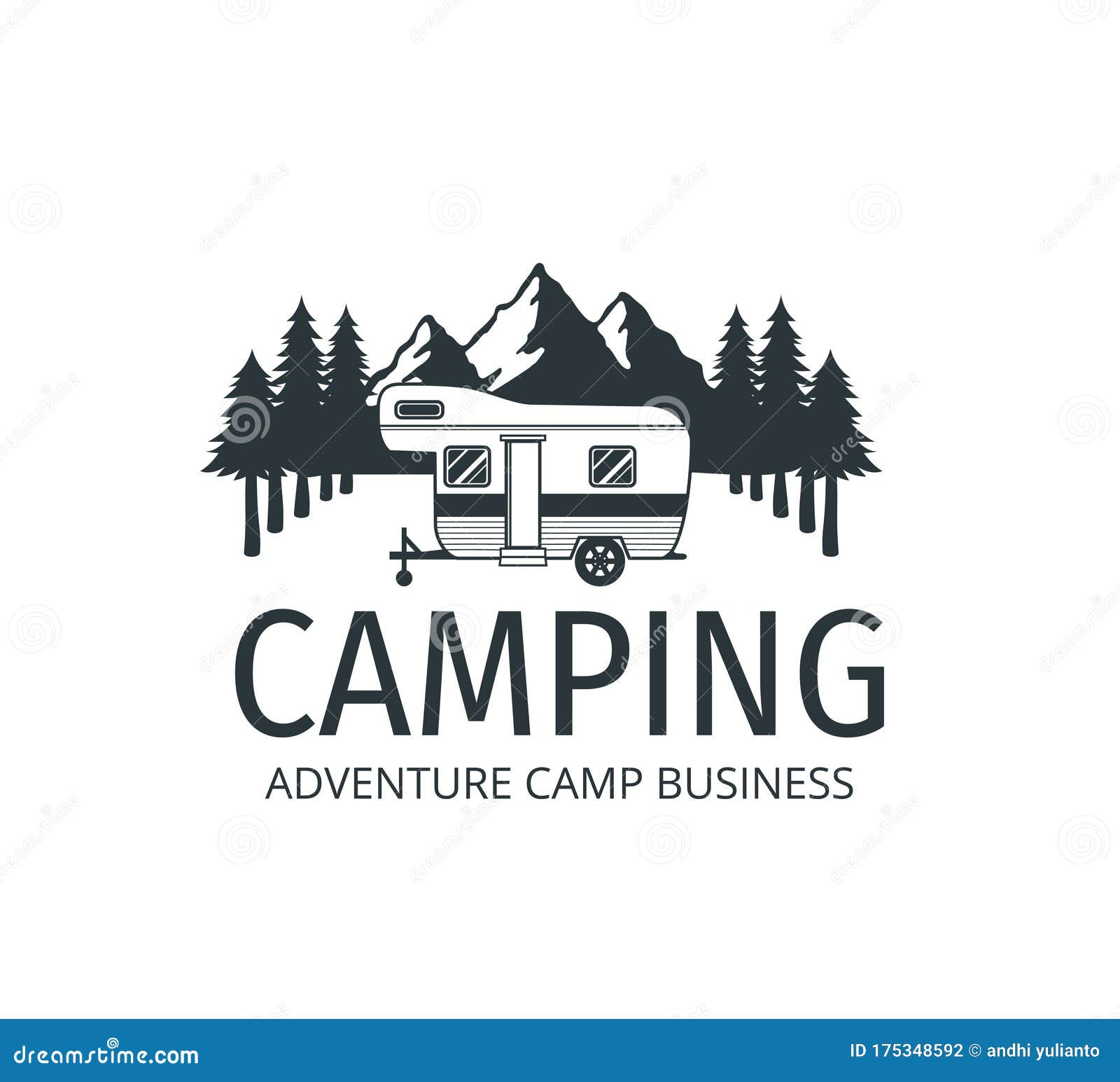 Camping Car Trailer in the Middle of Jungle of Pine Trees for Outdoor ...