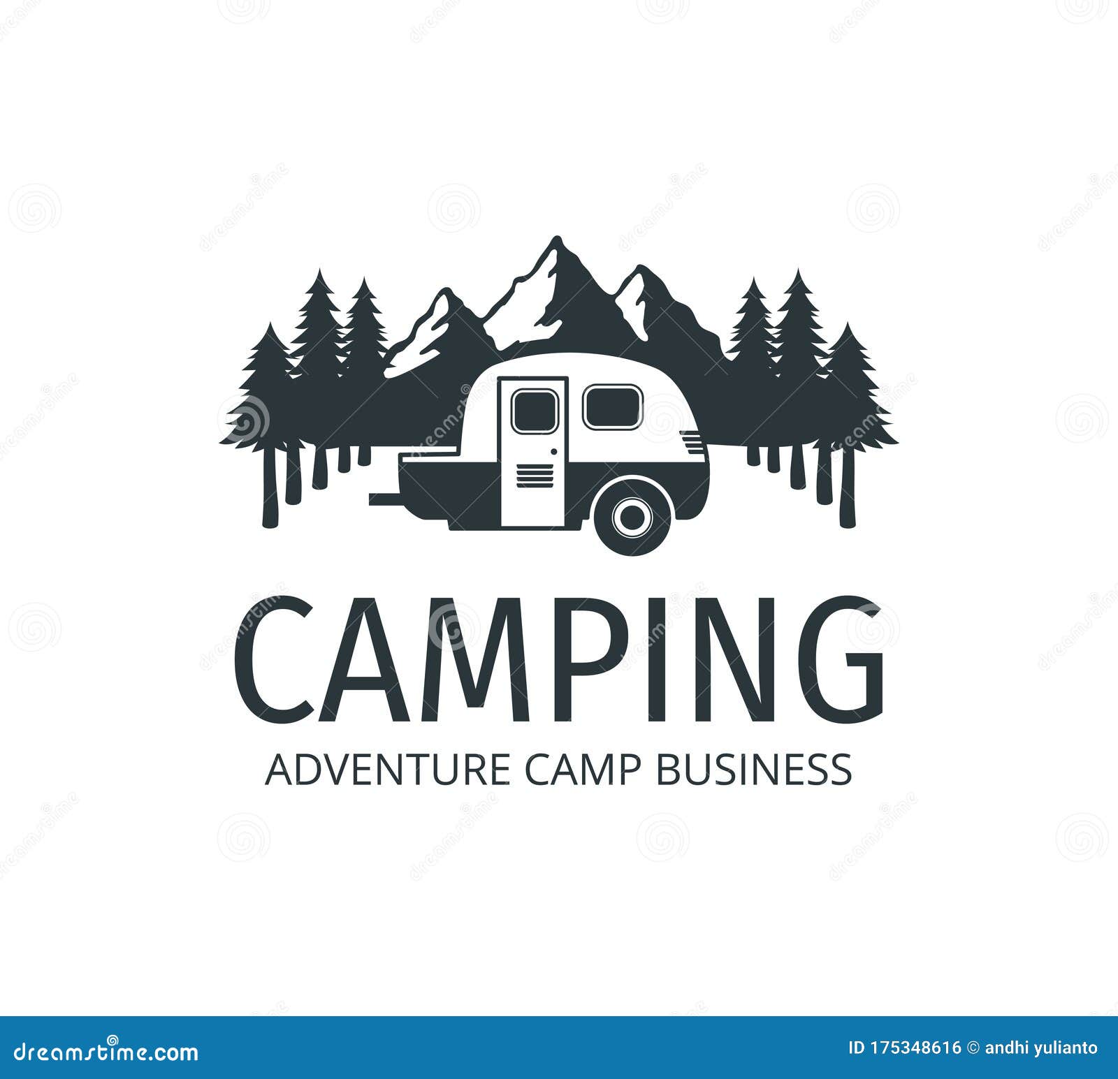 Camping Car Trailer in the Middle of Jungle of Pine Trees for Outdoor ...