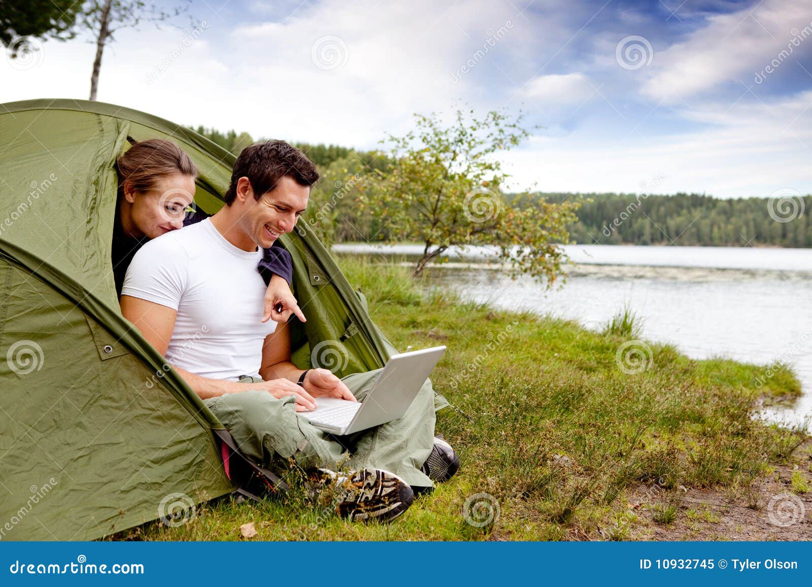 Camping Computer stock image. Image of computer, friendship 10932745