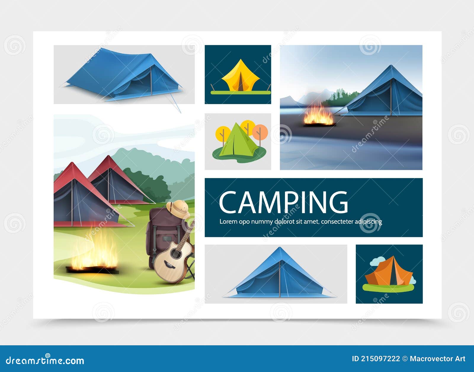 Camping Elements Composition Stock Vector Illustration of accessory, cork 215097222