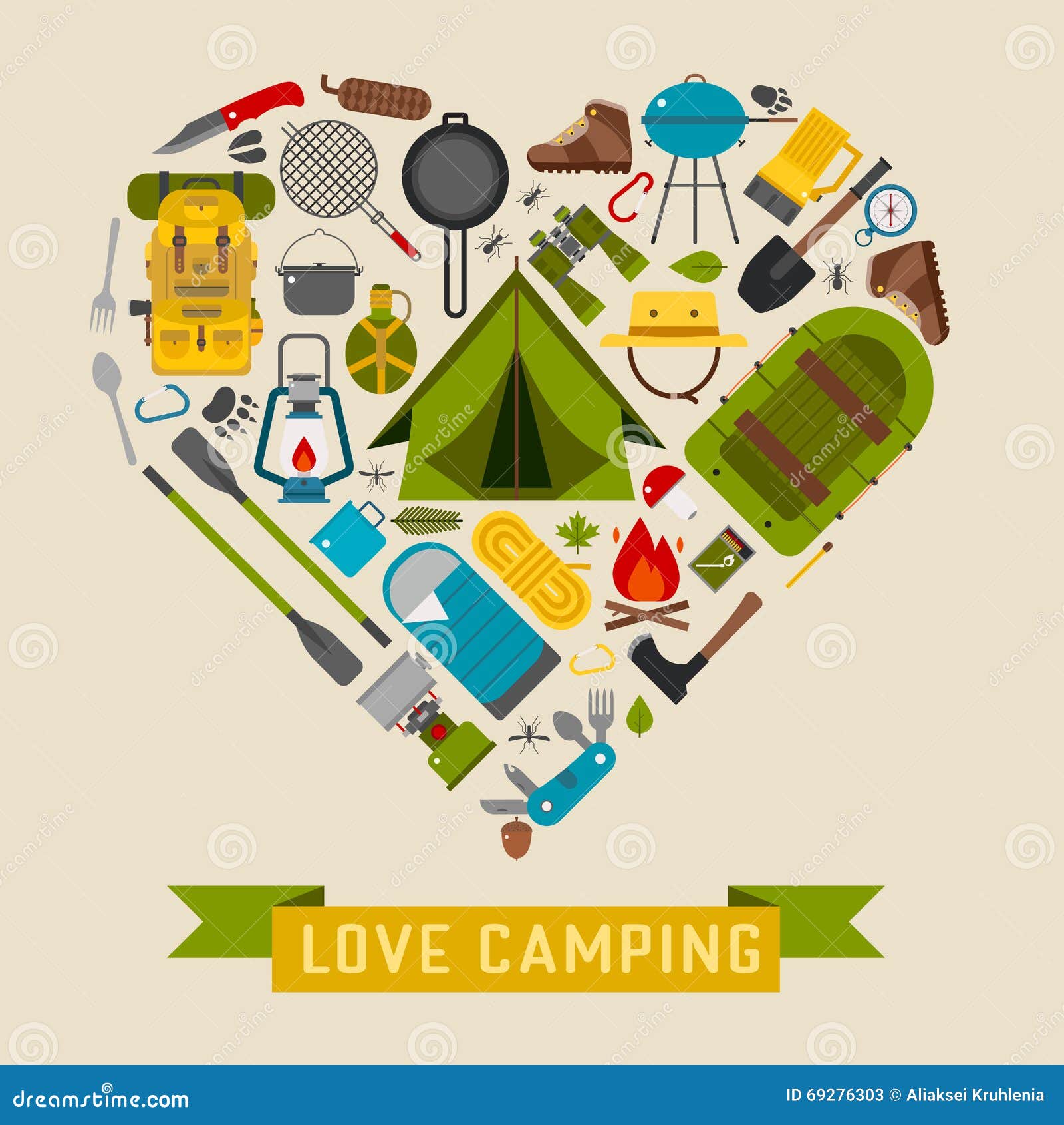 Camping And Hiking Love Camping Heart Concept Stock Vector ...