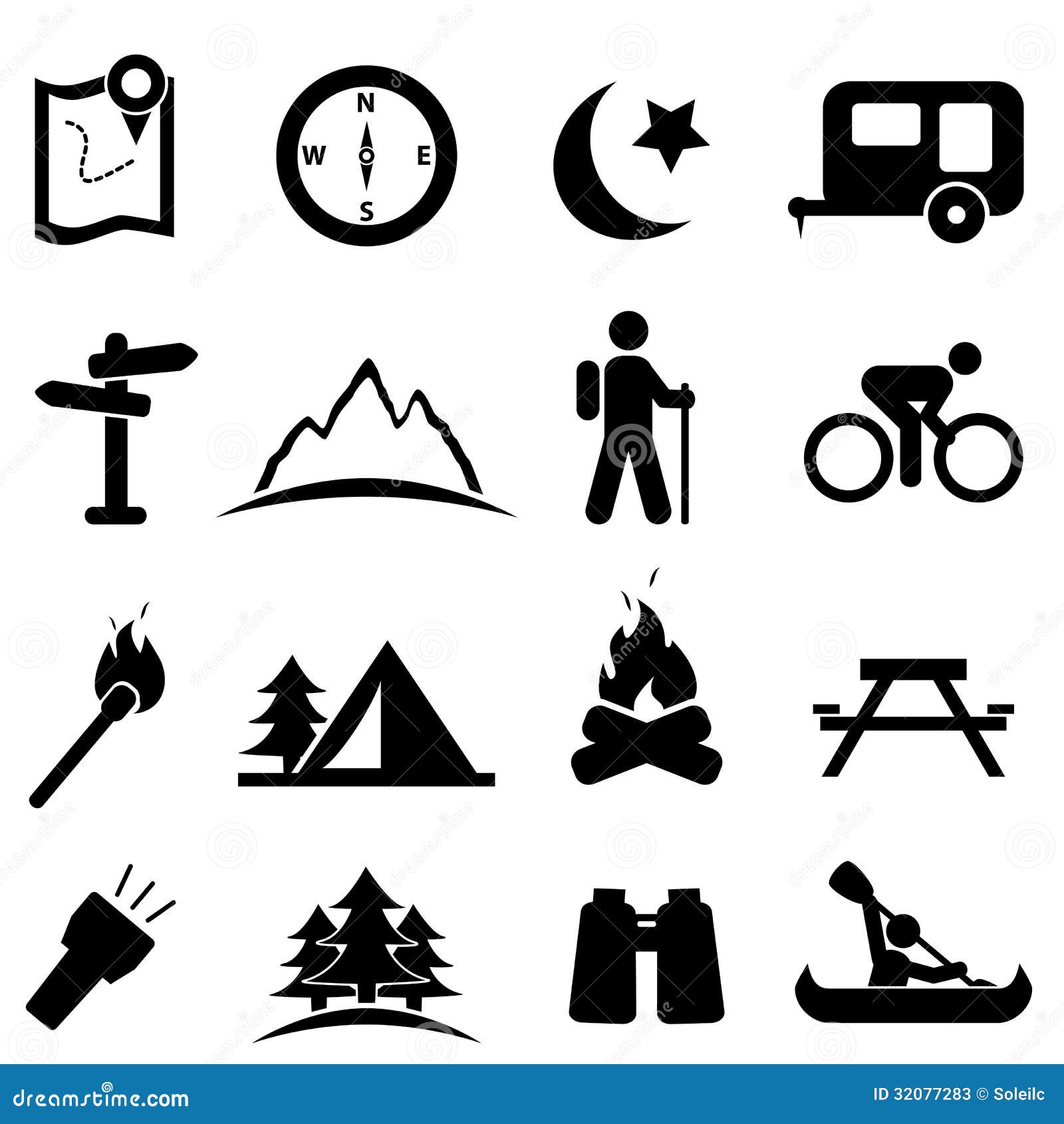 camping icon set