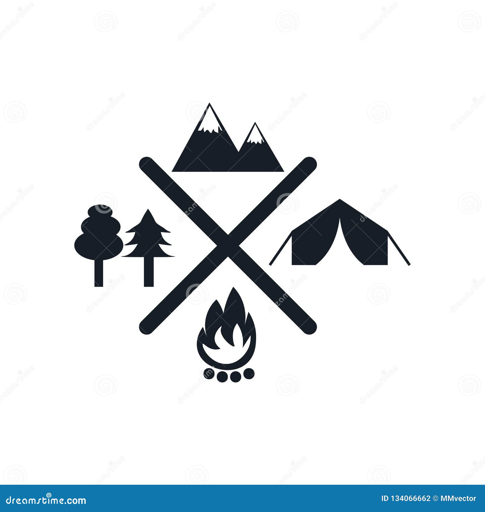 Camping Icon Vector Sign And Symbol Isolated On White Background Camping Logo Concept Stock Vector Illustration Of Graphic Line 134066662