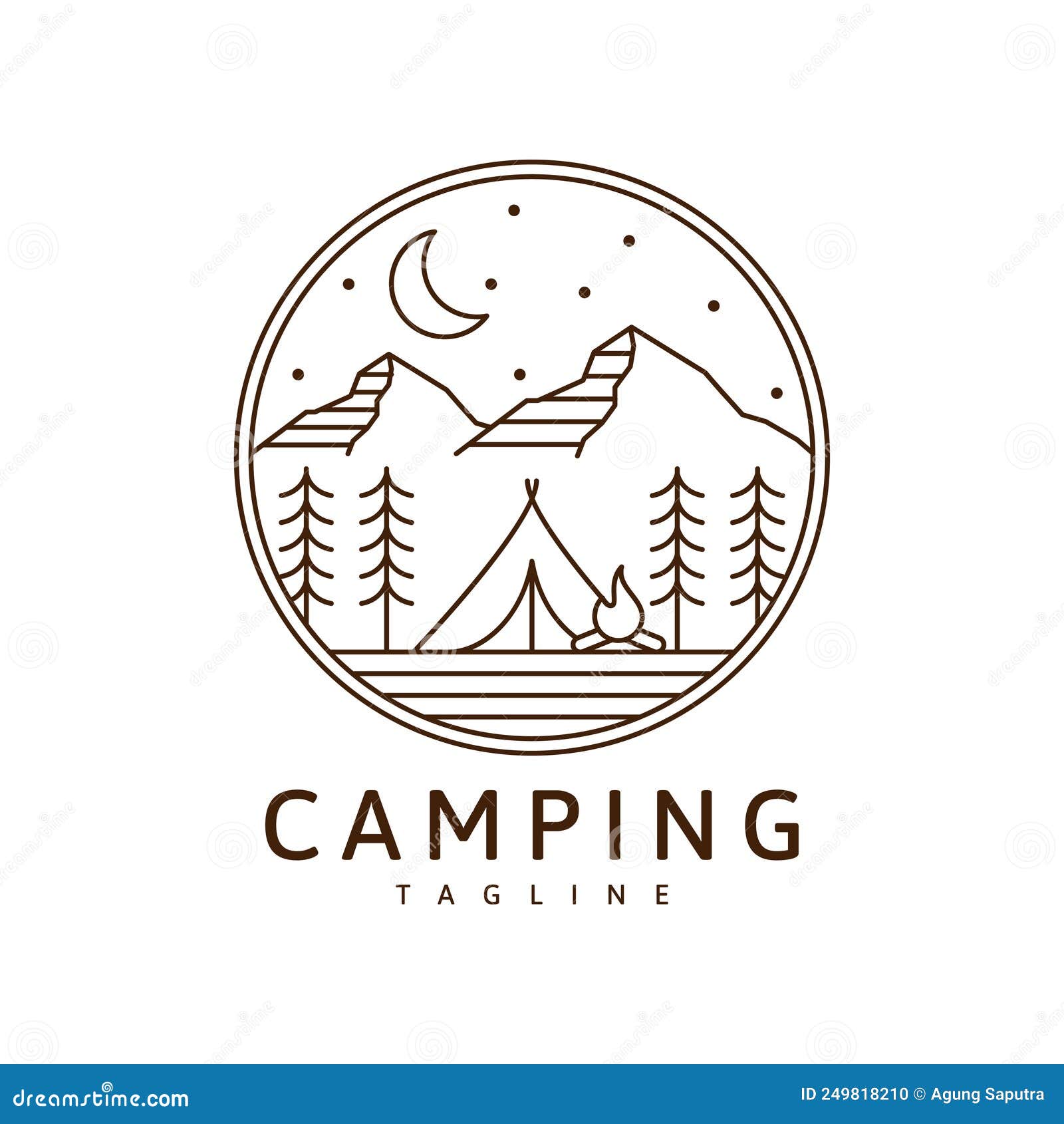 Camping Logo or Illustration Monoline or Line Art Style Vector Stock ...