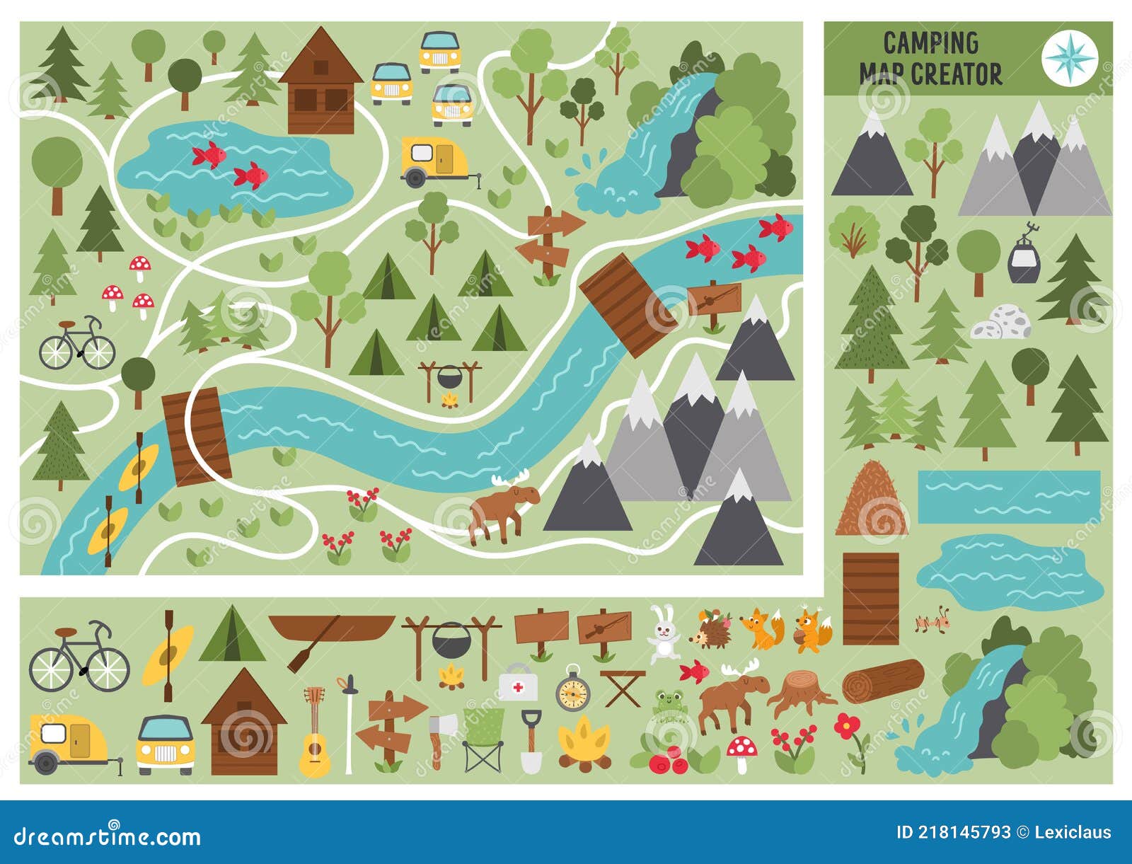Free Campground Map Maker Camping Map Creator. Set Of Flat Cartoon Elements For Constructing Summer  Camp Activity. Vector Nature Clip Art With Mountains, Stock Vector -  Illustration Of Cute, Children: 218145793