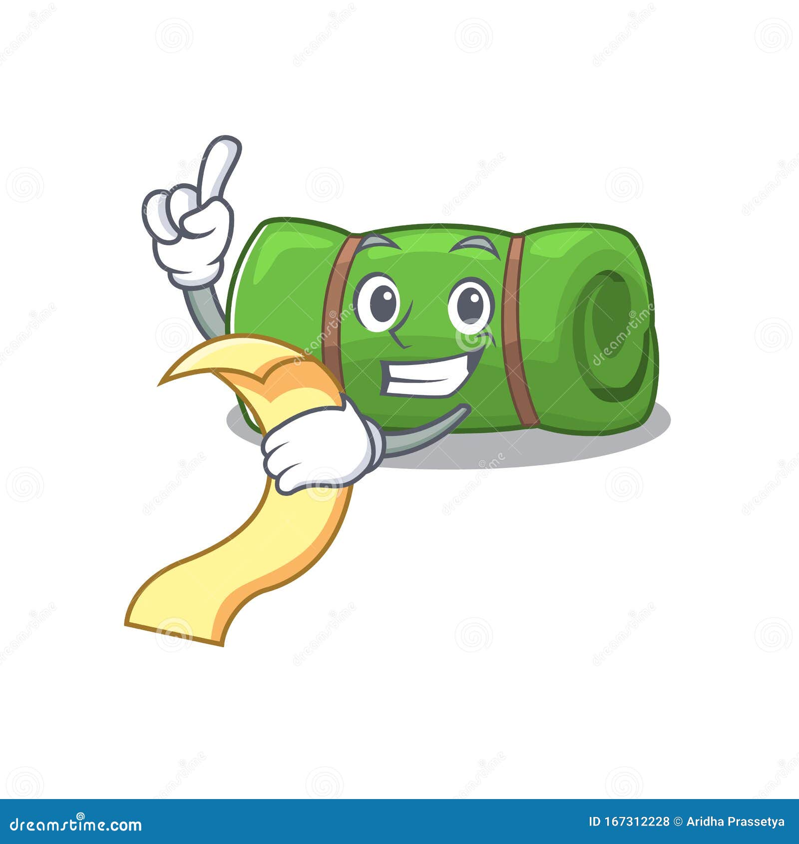 Download Camping Mat Scroll Cartoon Character Holding Menu Ready To ...