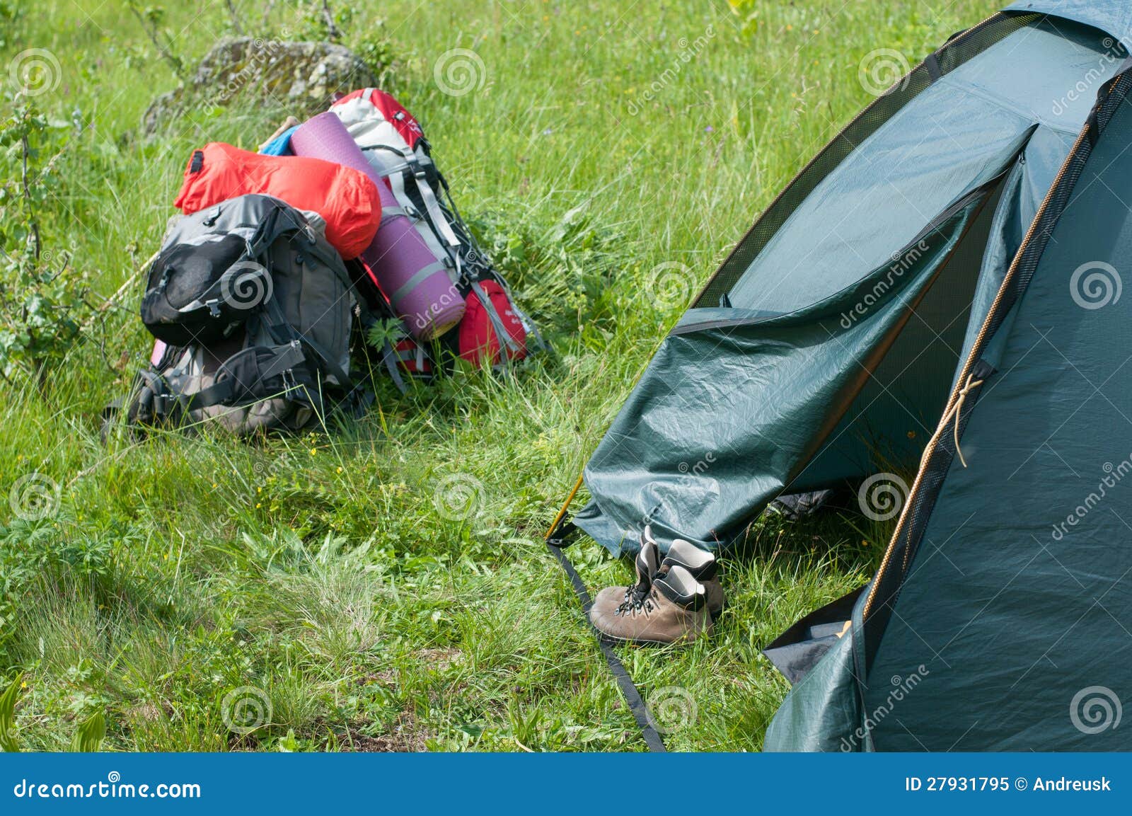 Camping outdoors stock image. Image of outdoors, nature - 27931795