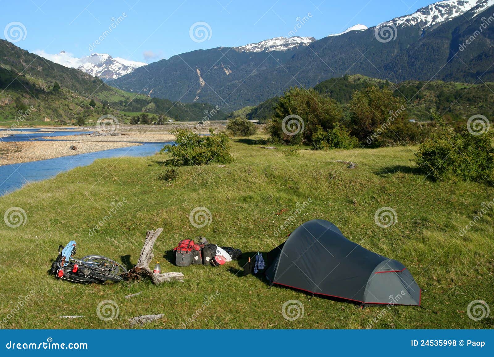 Camping by the river stock photo. Image of leisure, america 24535998