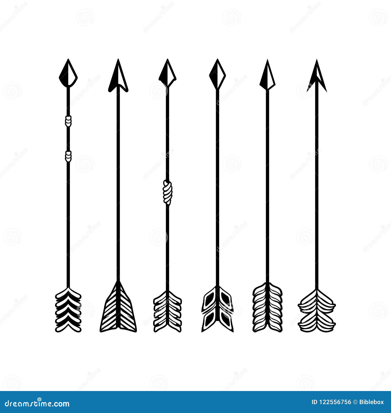 Camping Symbols. Set of Hand Drawn Arrows Stock Vector - Illustration ...