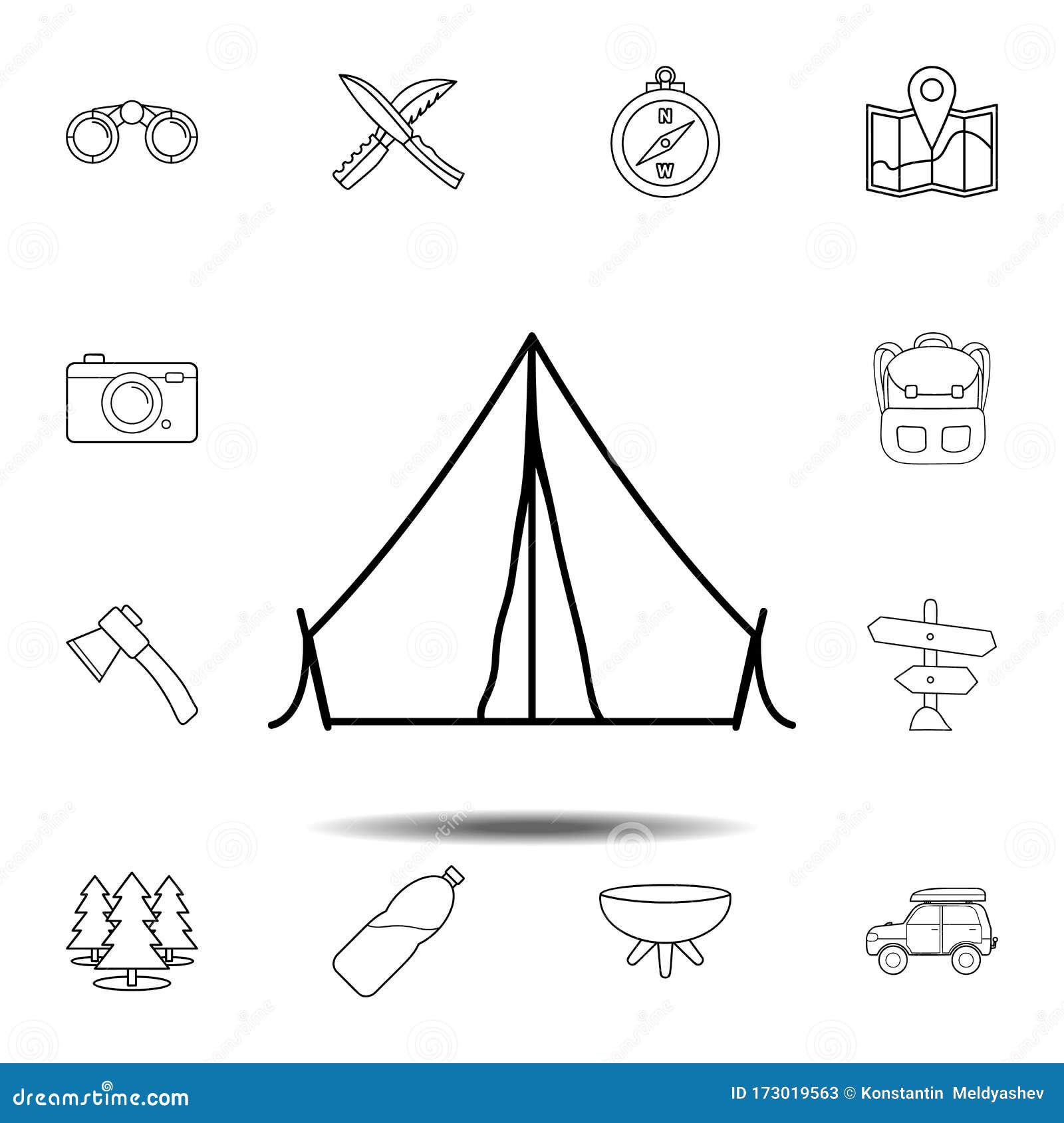 Camping Tent Icon. Simple Outline Vector Element of Camping Set Icons
