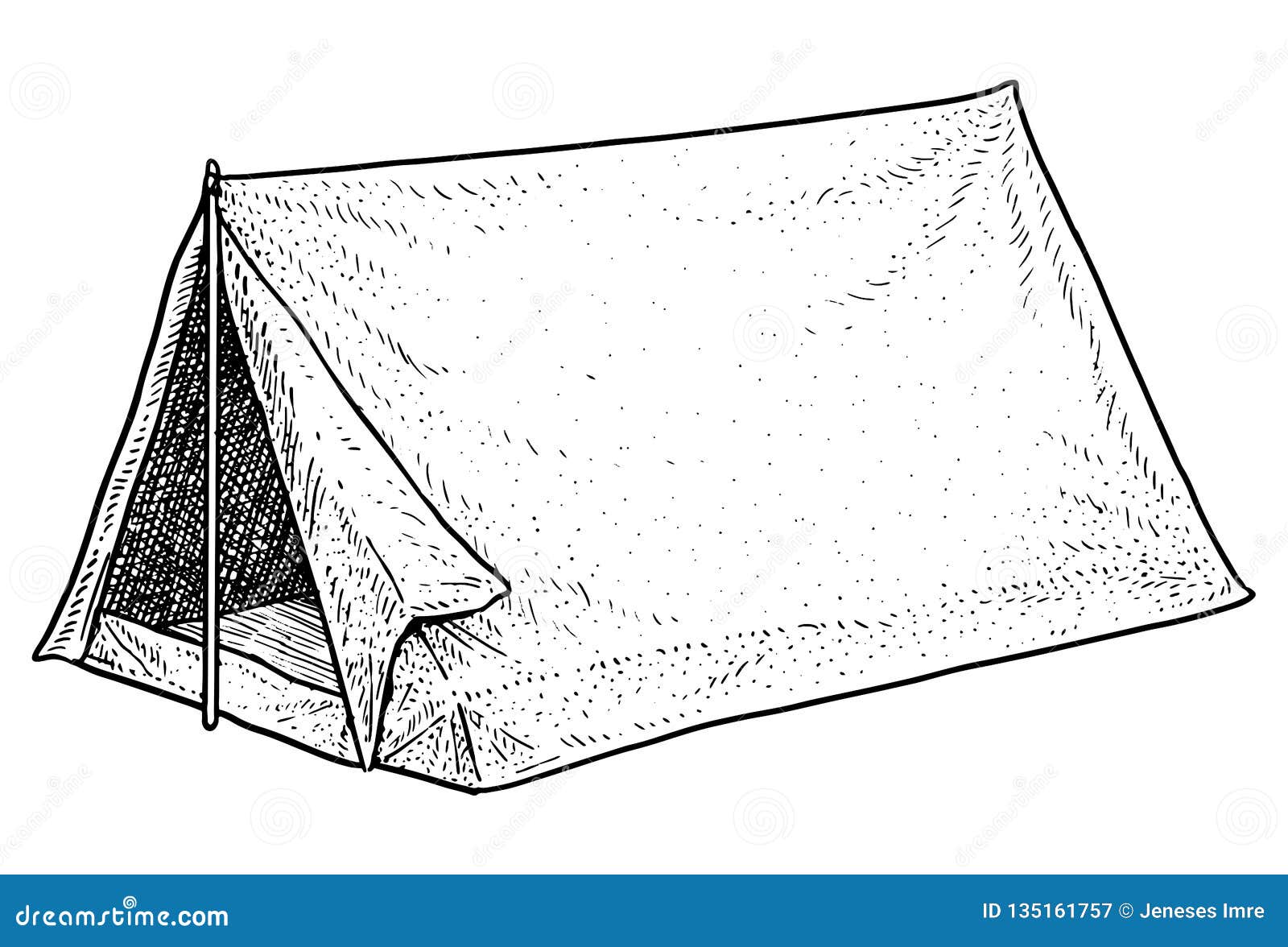 camping tent illustration drawing engraving ink line art vector illustration what made ink pencil paper then was 135161757