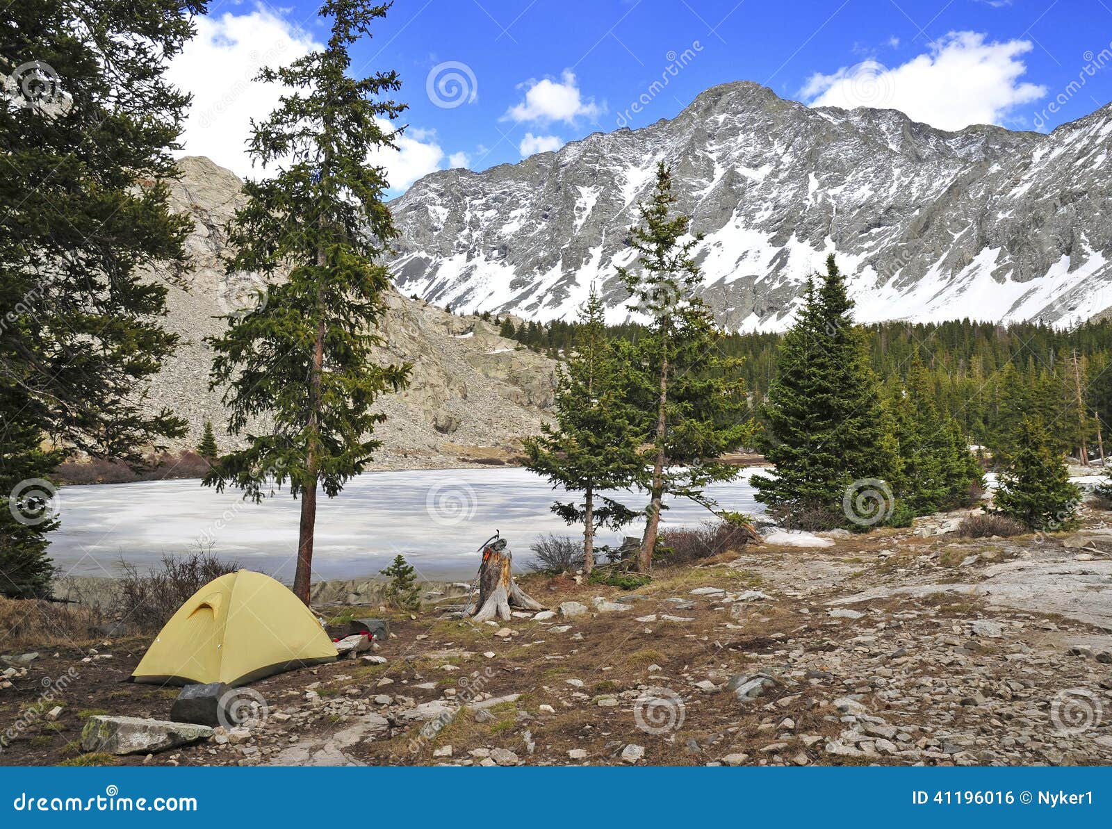 camping with tent at little bear peak, sangre de cristo range, colorado