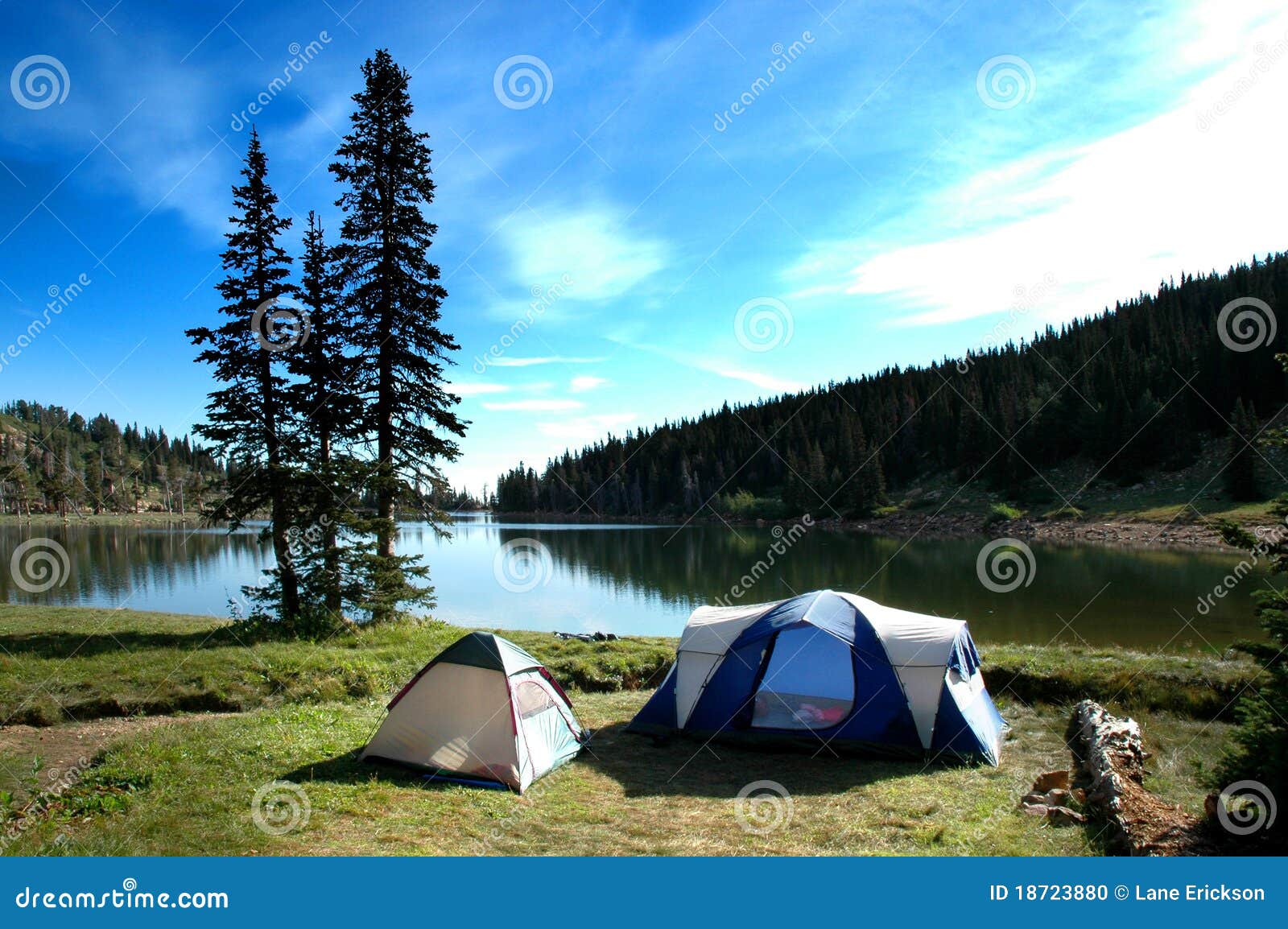 camping tents near lake