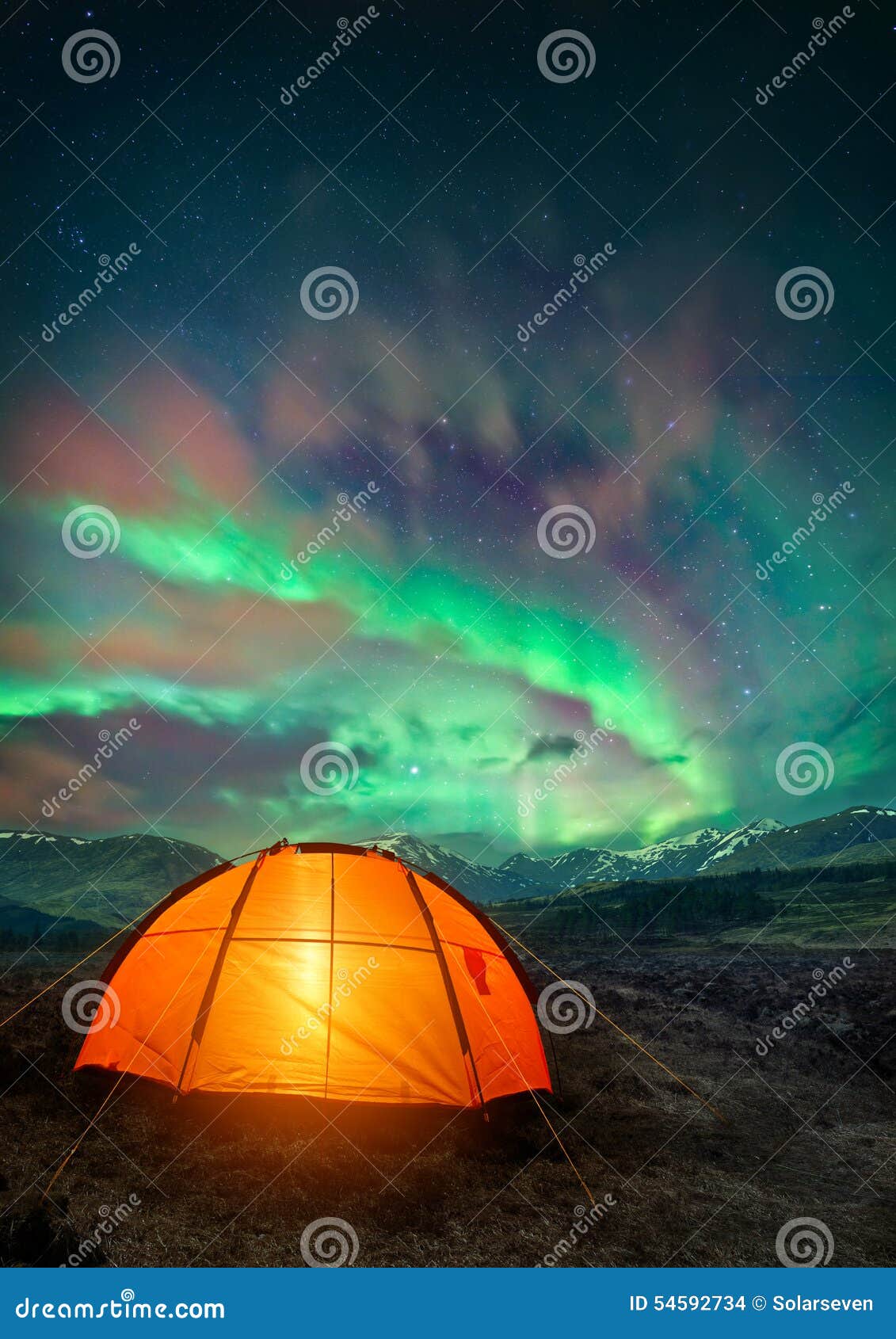 Camping UNder the Northern Lights Stock Photo Image of starry