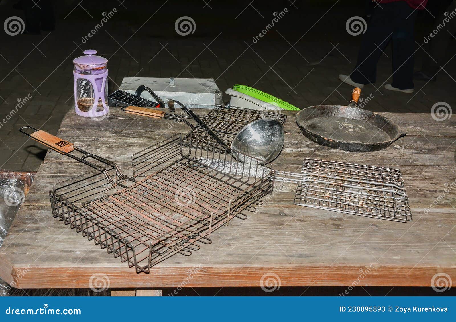 Camping Utensils for Barbecue and Barbecue at the Recreation Center