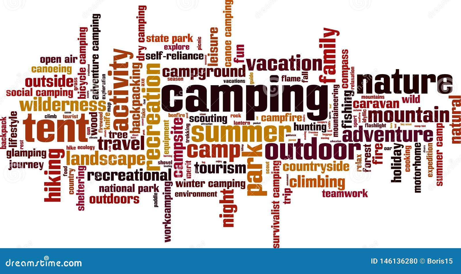 Camping Word. Black Color Text. Modern Lettering Phrase. Vector