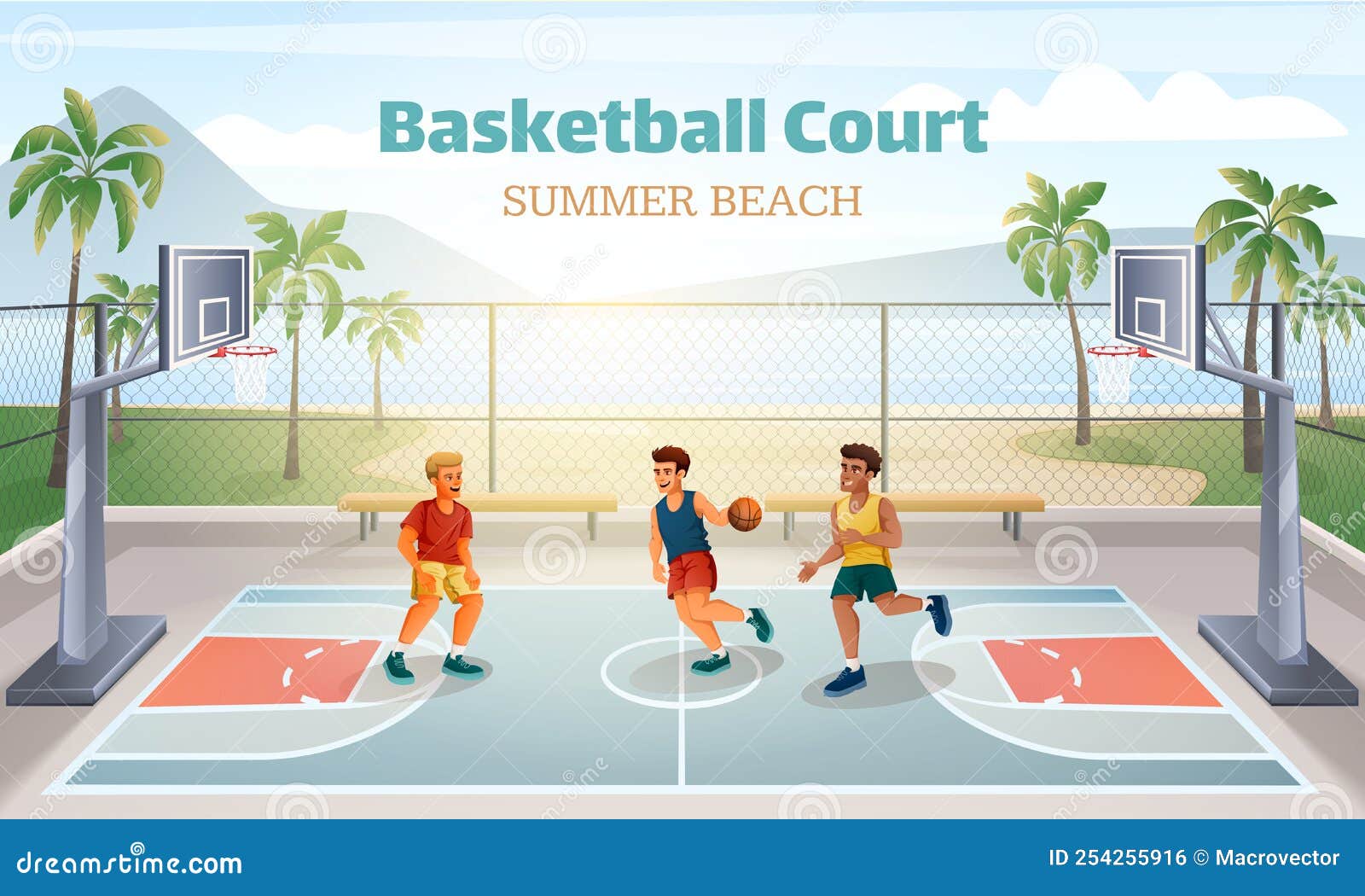 Campo de basquete de praia ilustração do vetor. Ilustração de litoral