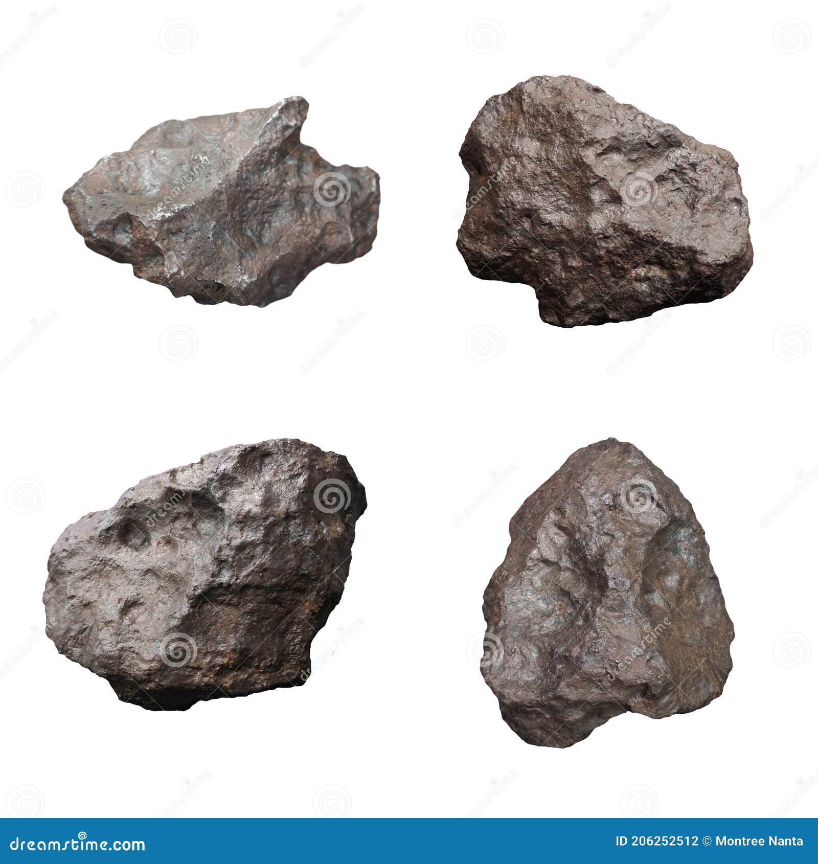 set of campo del cielo meteorites. iron meteorite  on white background.