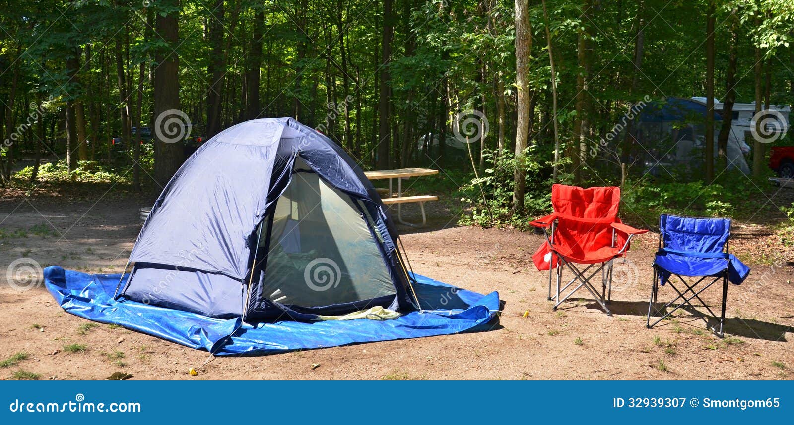 Campsite with Chairs and Tent Stock Image Image of campsite, camping