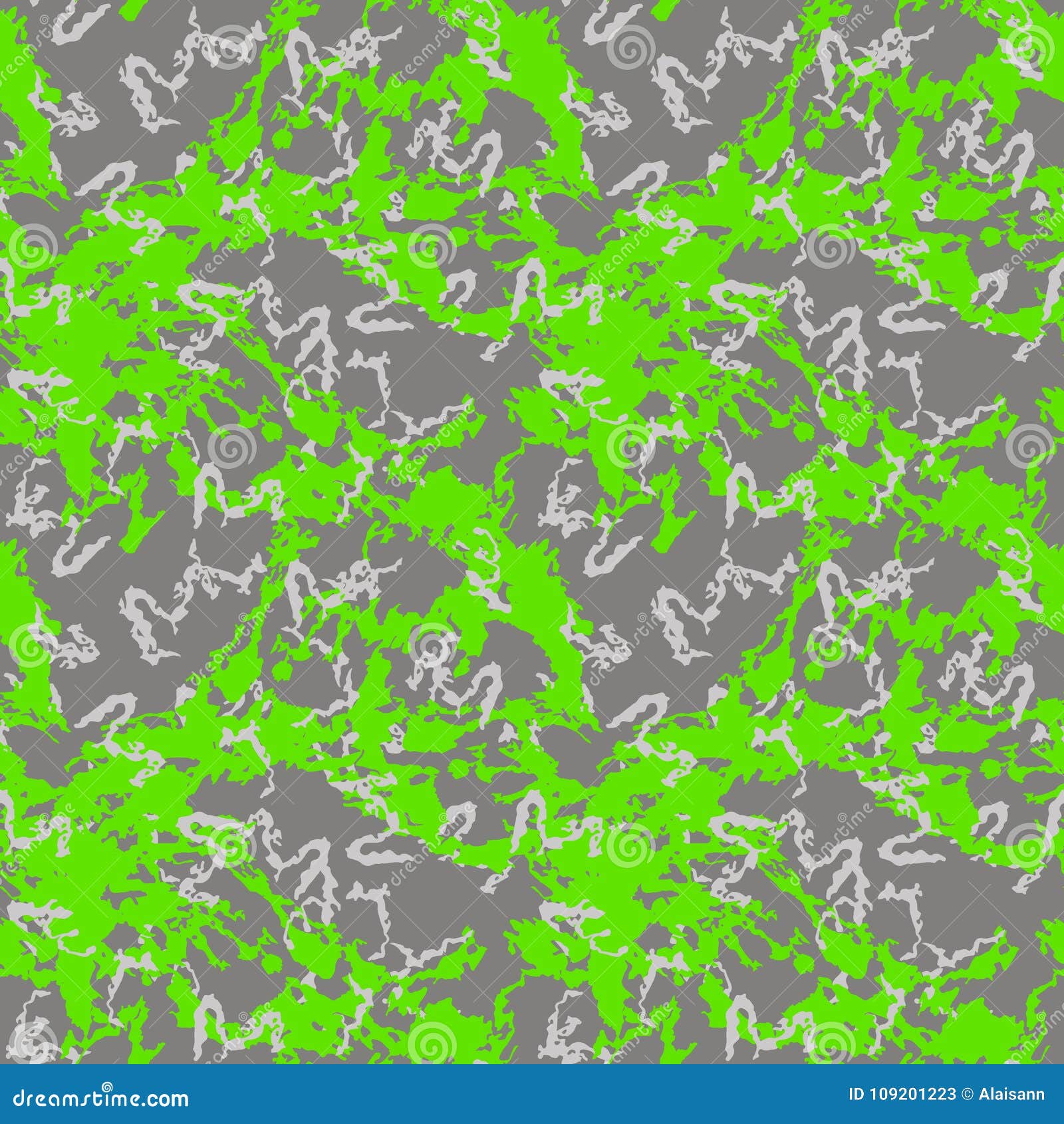 Neon green and gray UFO camouflage is a bright seamless pattern that can be  used as a camo print for clothing and background and backdrop or computer  wallpaper Stock Vector