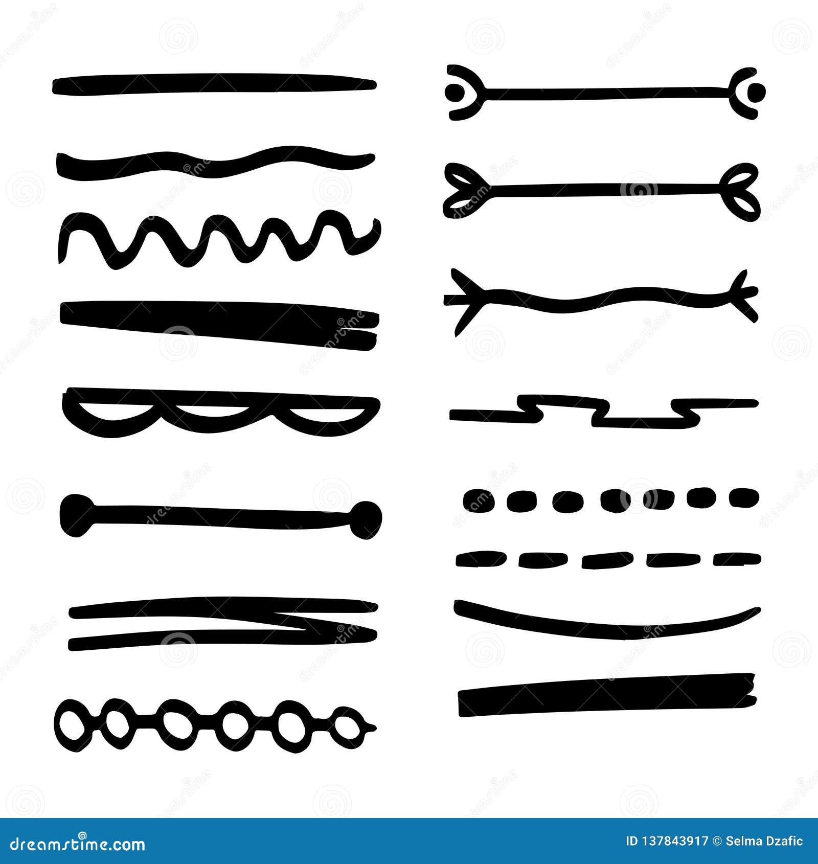 Download Handmade Set Of Underline Strokes. Vector Strokes In ...
