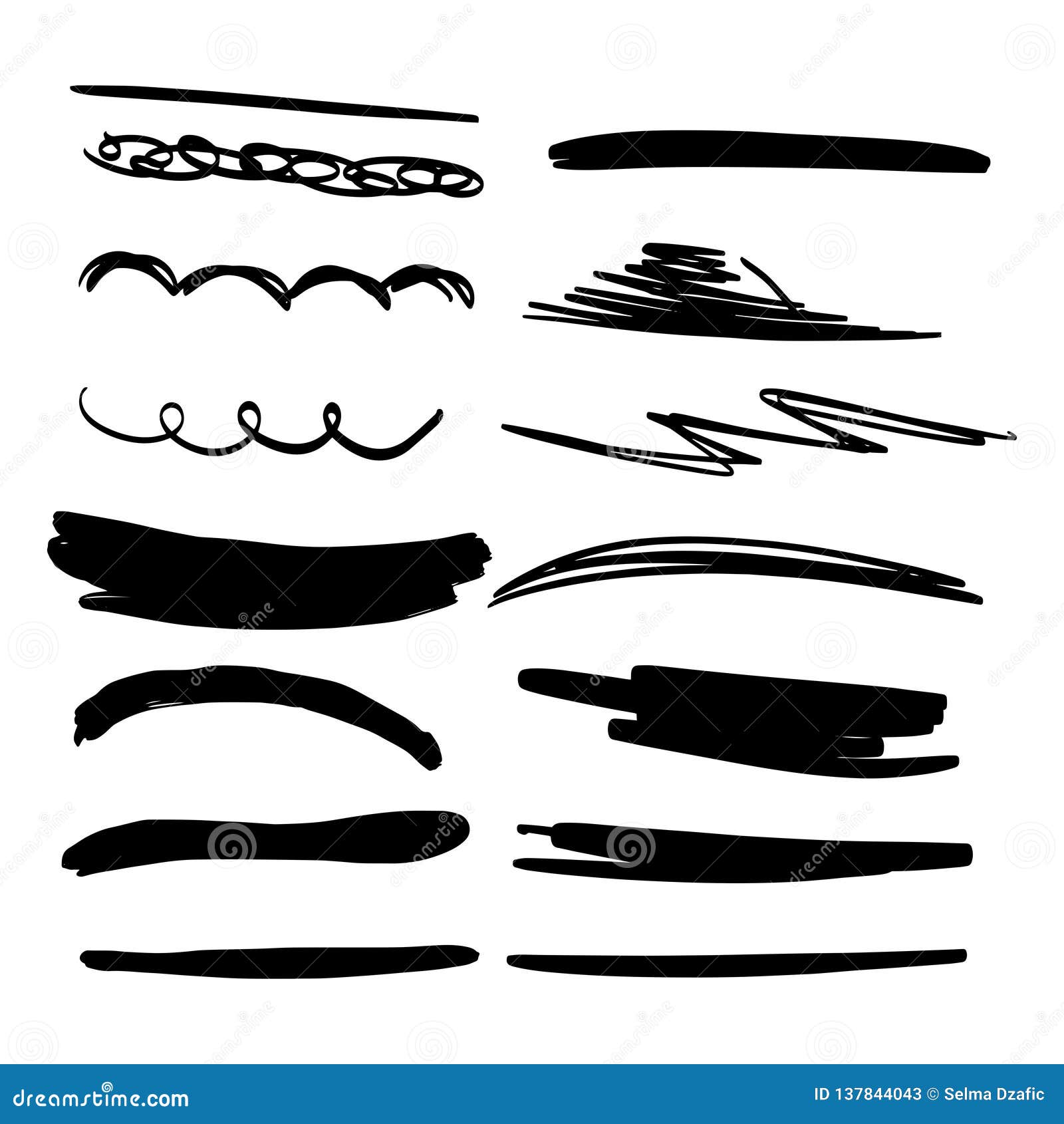 Download Handmade Set Of Underline Strokes. Vector Strokes In ...