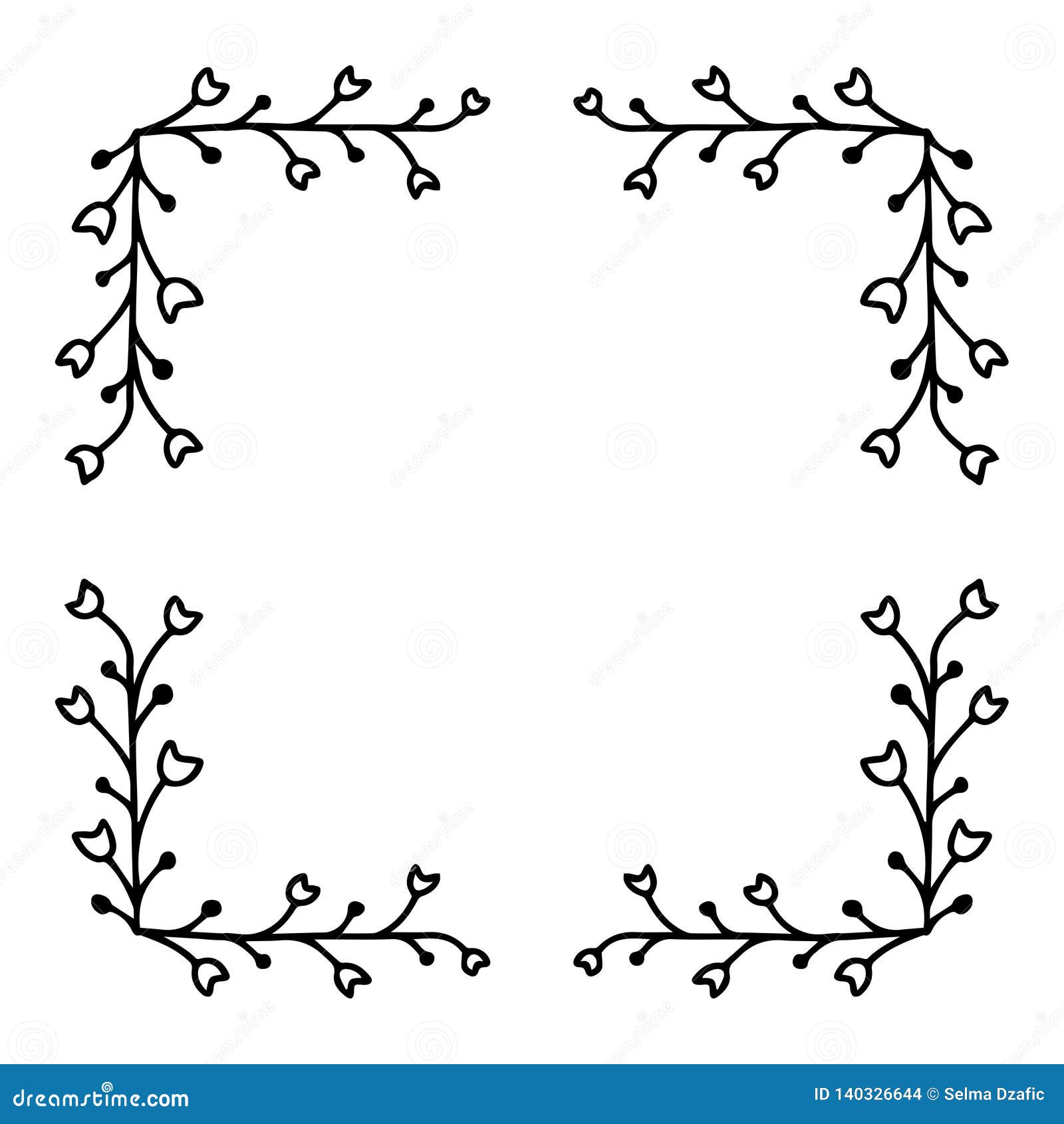 Hand Drawn Floral Corner Divider Vector Illustration Of Floral Border ...