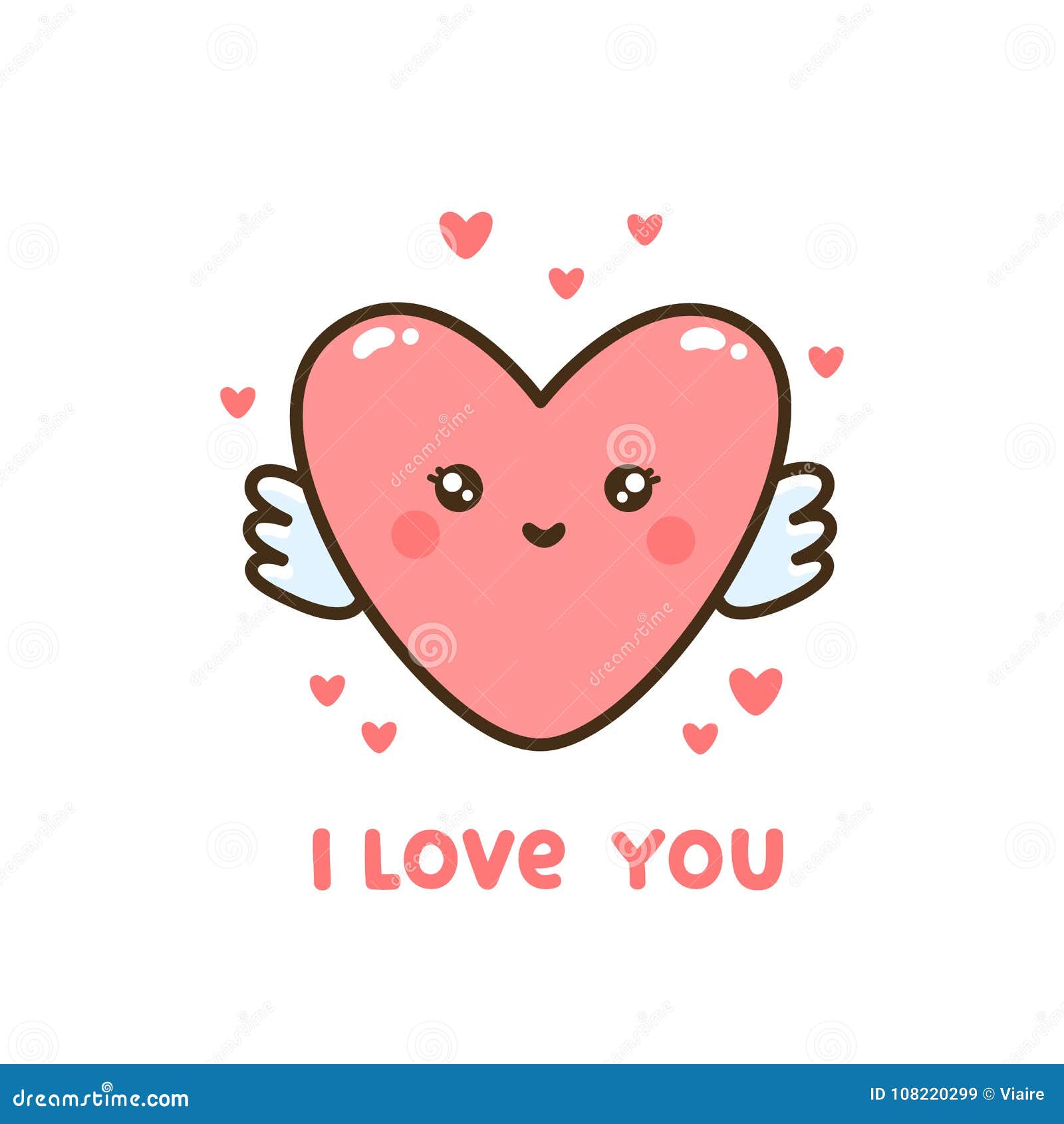 Cute Heart with Quote `I Love You`. Stock Vector - Illustration of ...