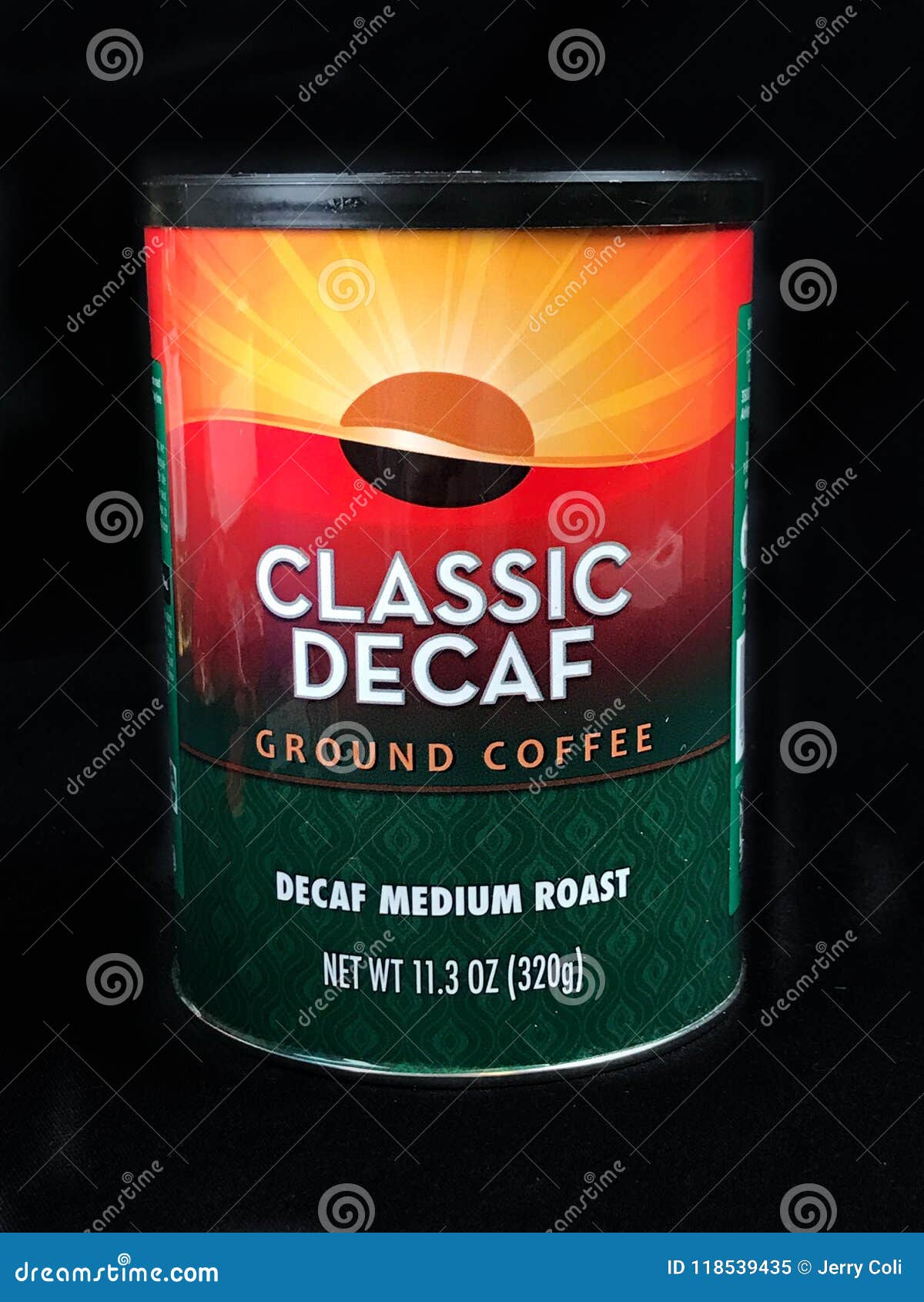 Can of Classic Decaf Ground Coffee Editorial Image Image of black