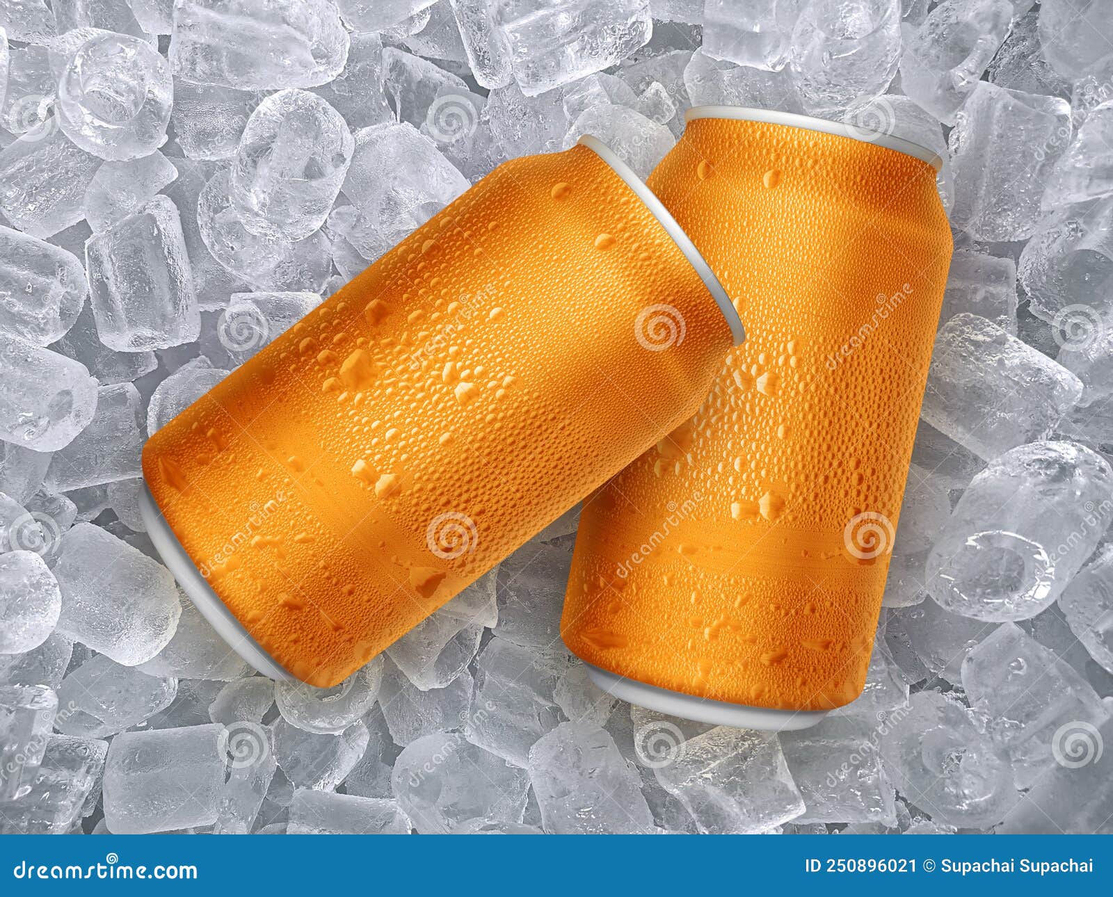 Can of Cold Beverage, Ice Cubea of Juicy. Summer Refreshing Drink Stock