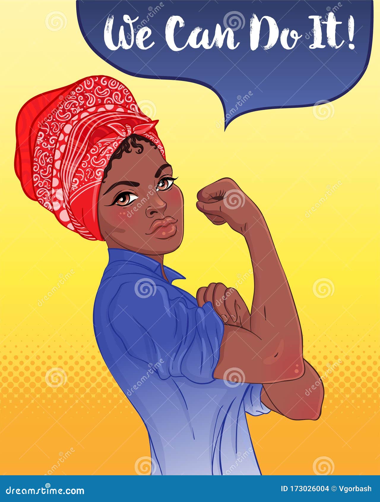 We Can Do It Design Inspired By Classic Feminist Poster Woman Empowerment Vector Illustration In Cartoon Style Stock Vector Illustration Of African Biceps