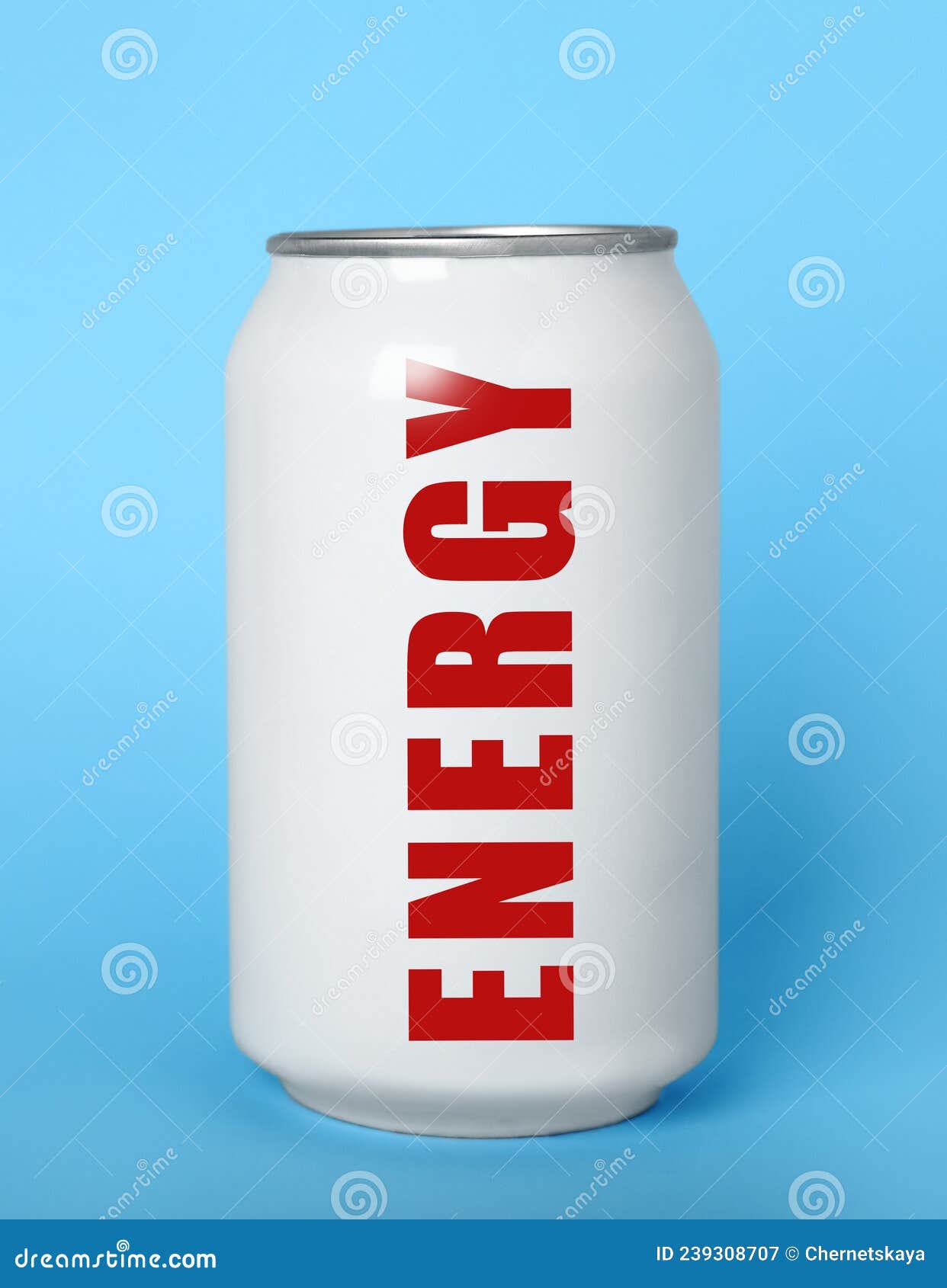 Can of Energy Drink on Light Blue Background Stock Image Image of
