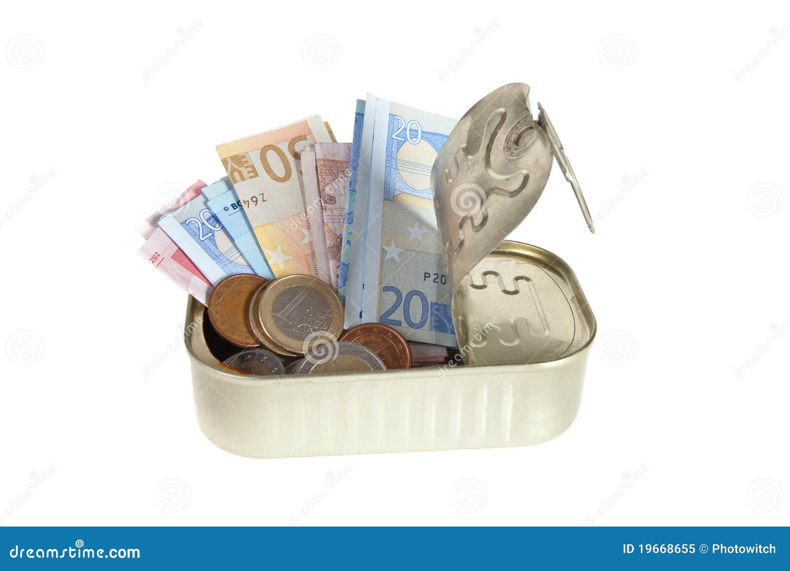 Can of money stock image. Image of empty, value, filled - 19668655