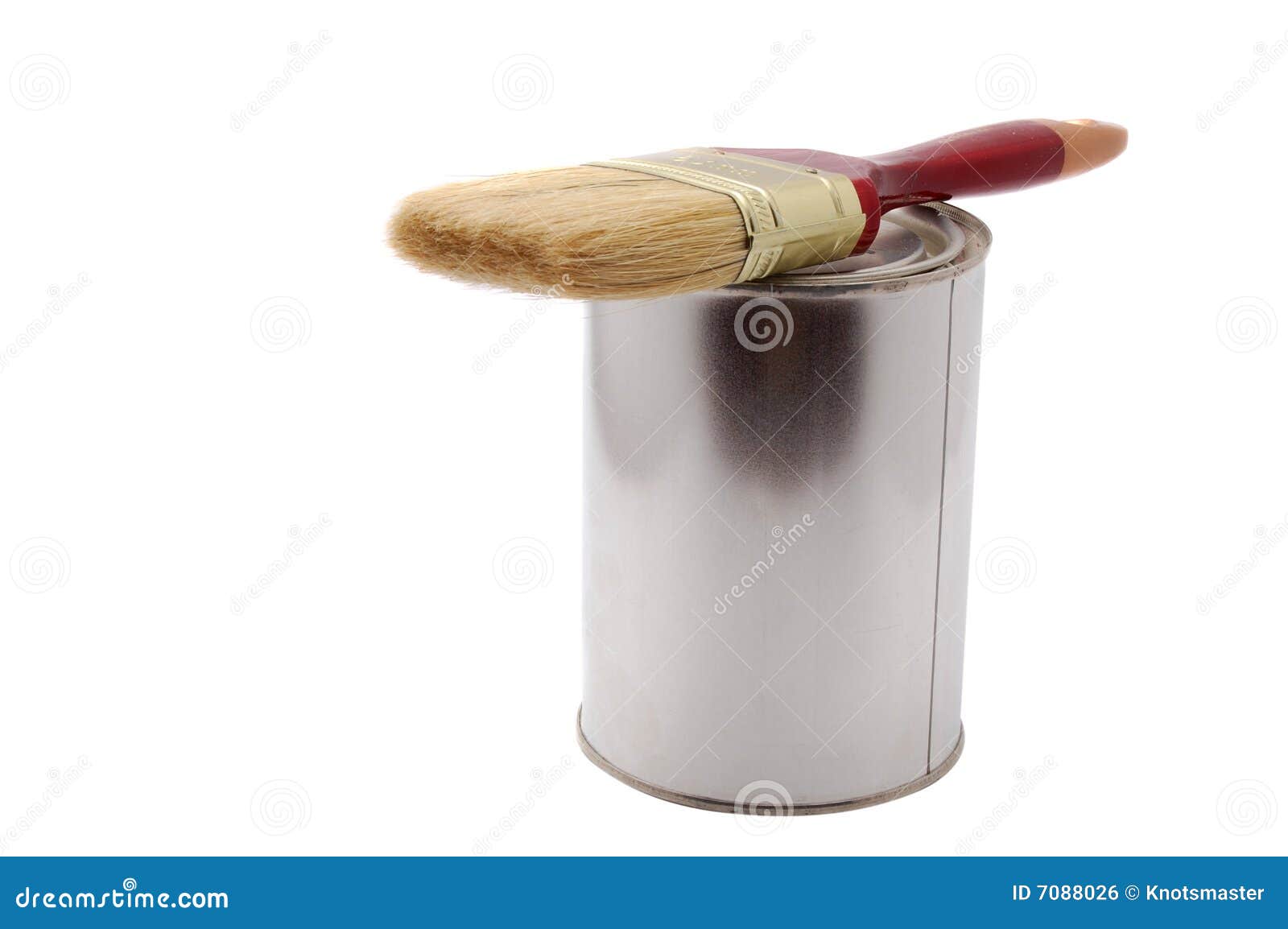 Can of paint with brush stock photo. Image of brushing 7088026