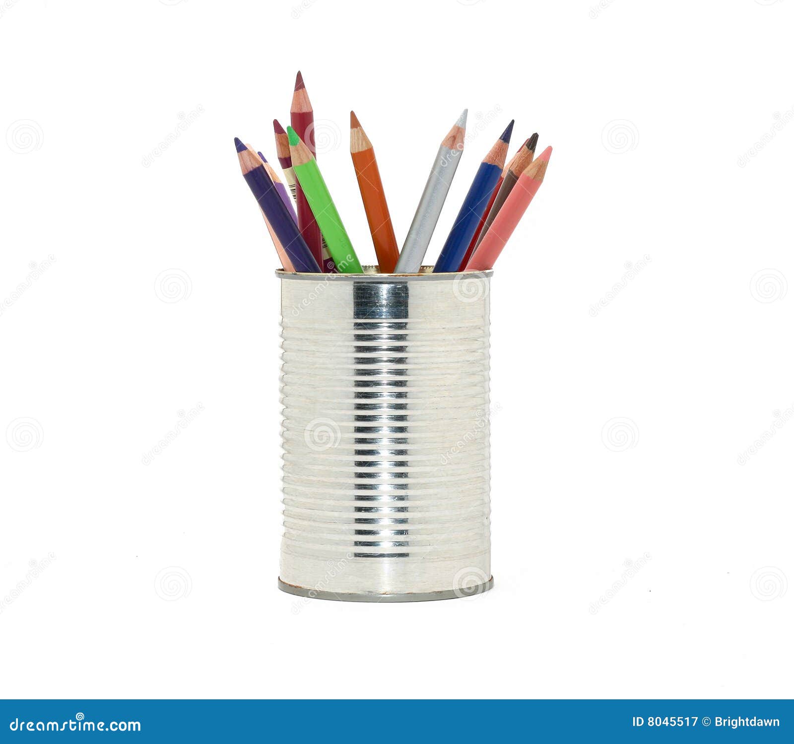 Can of pens stock image. Image of education, container 8045517