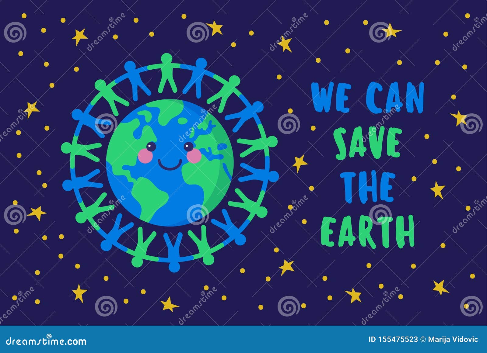 We Can Save the Earth. People Holding Hands Around the Planet ...