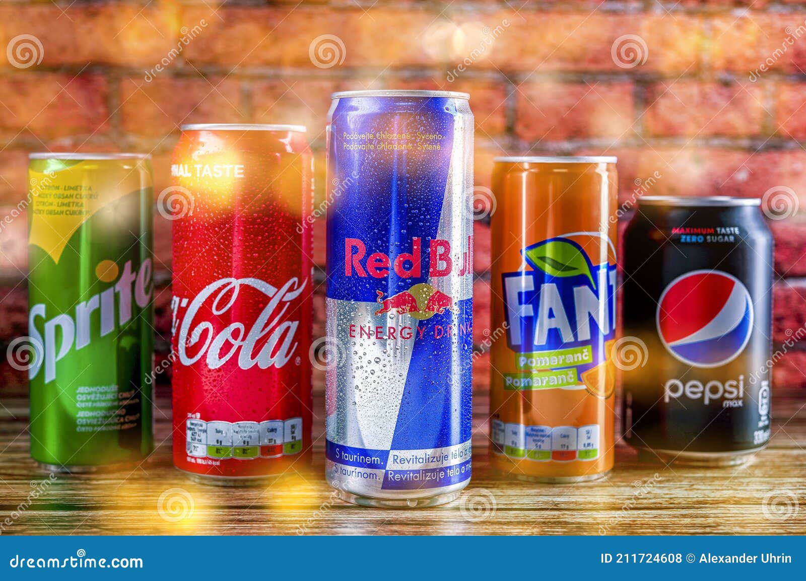 A Can, Tin of Fresh Coca Cola, Red Bull, Sprite, Pepsi, Fanta