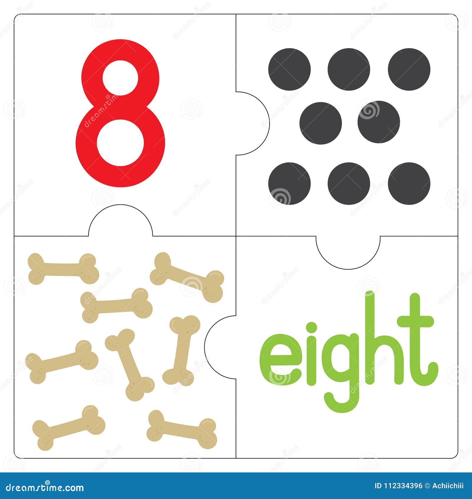 The jigsaw puzzle number8 stock vector. Illustration of counting