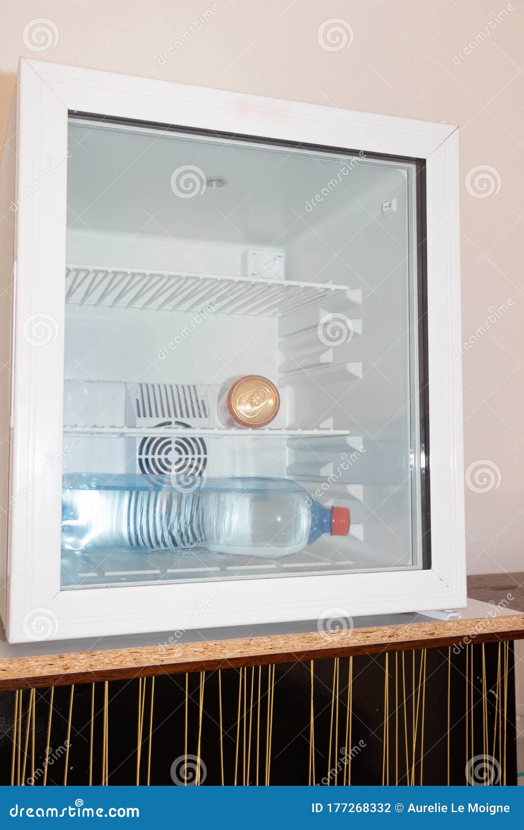 Can and Water Bottle in a Minifridge Stock Photo Image of drink