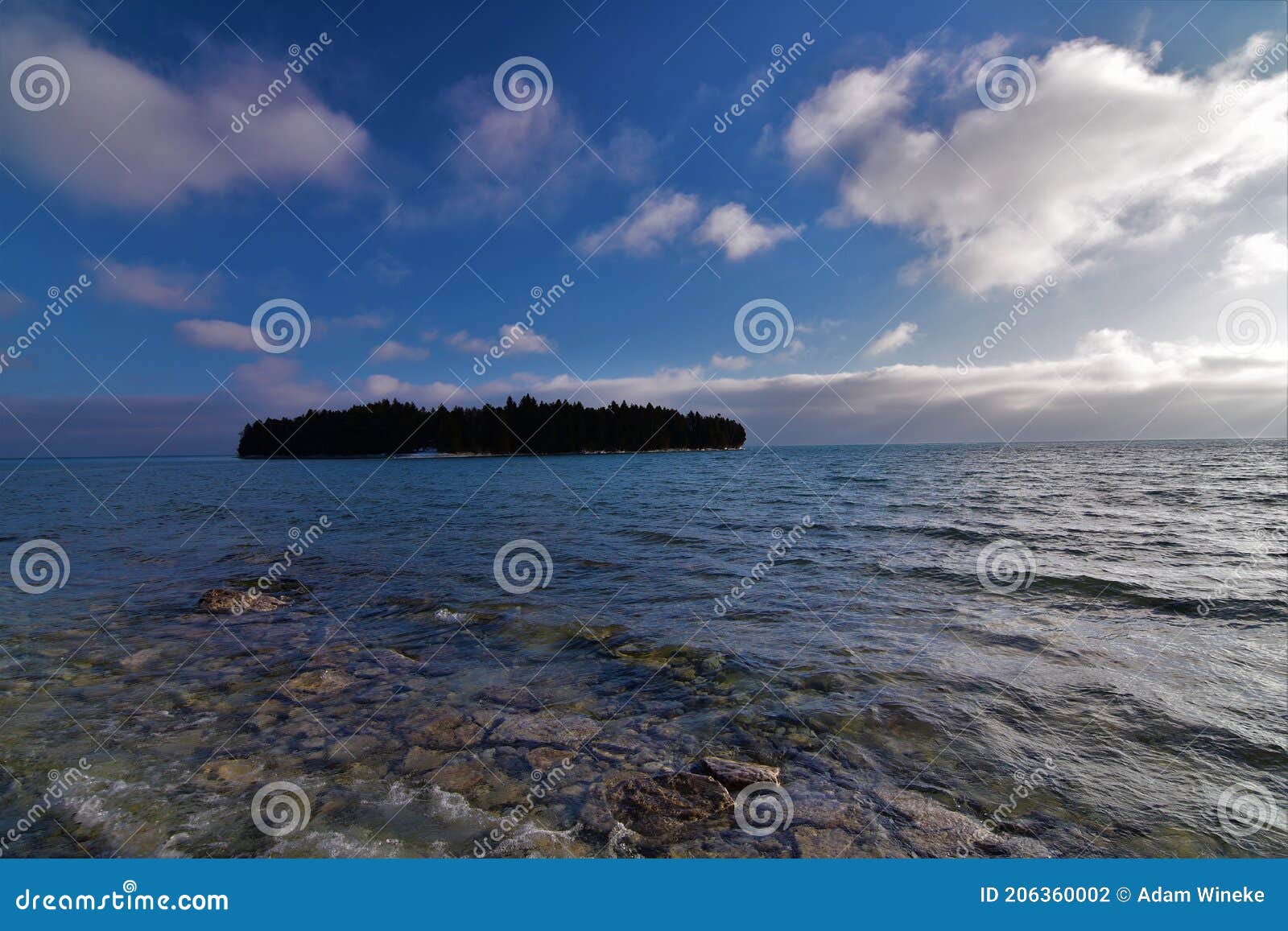 cana island door county wisconsin peninsula lake michigan high water covers the land bridge in waves in winter